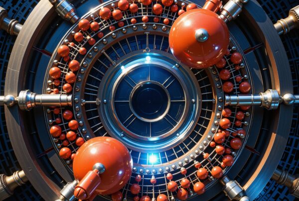 Intricate steampunk design with glowing orbs.