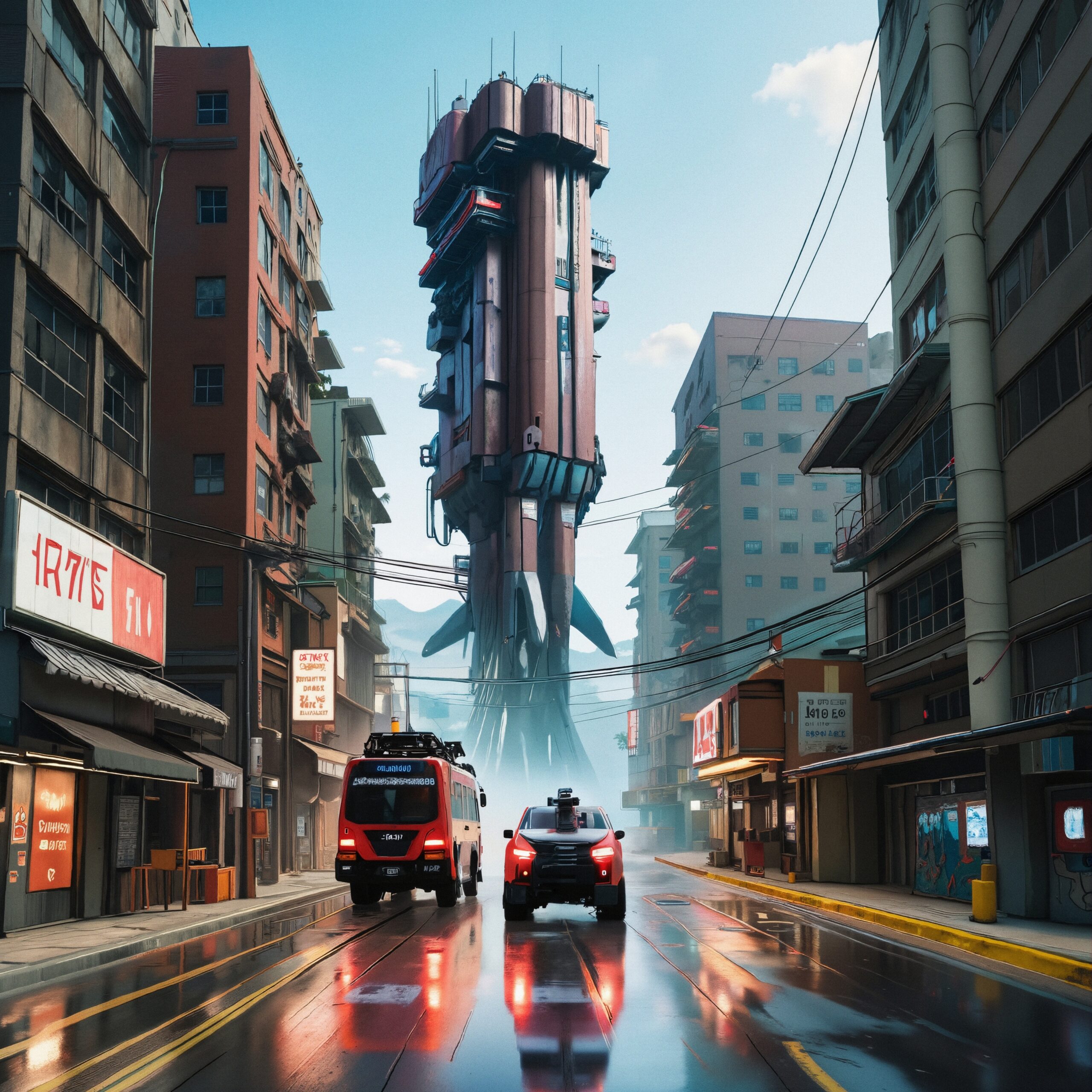 Futuristic Cityscape with Tower