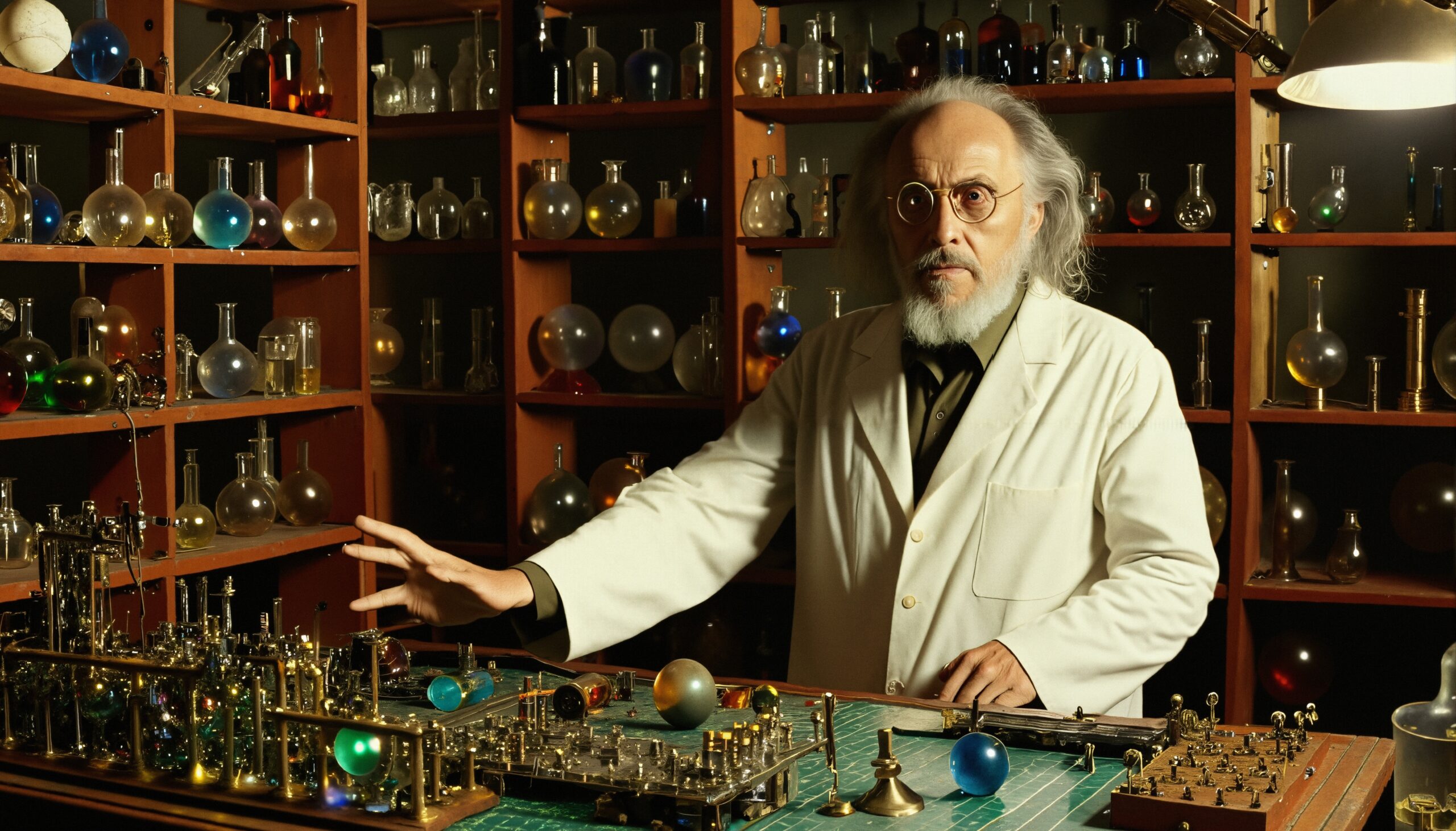 Vintage Scientist in Alchemy Lab