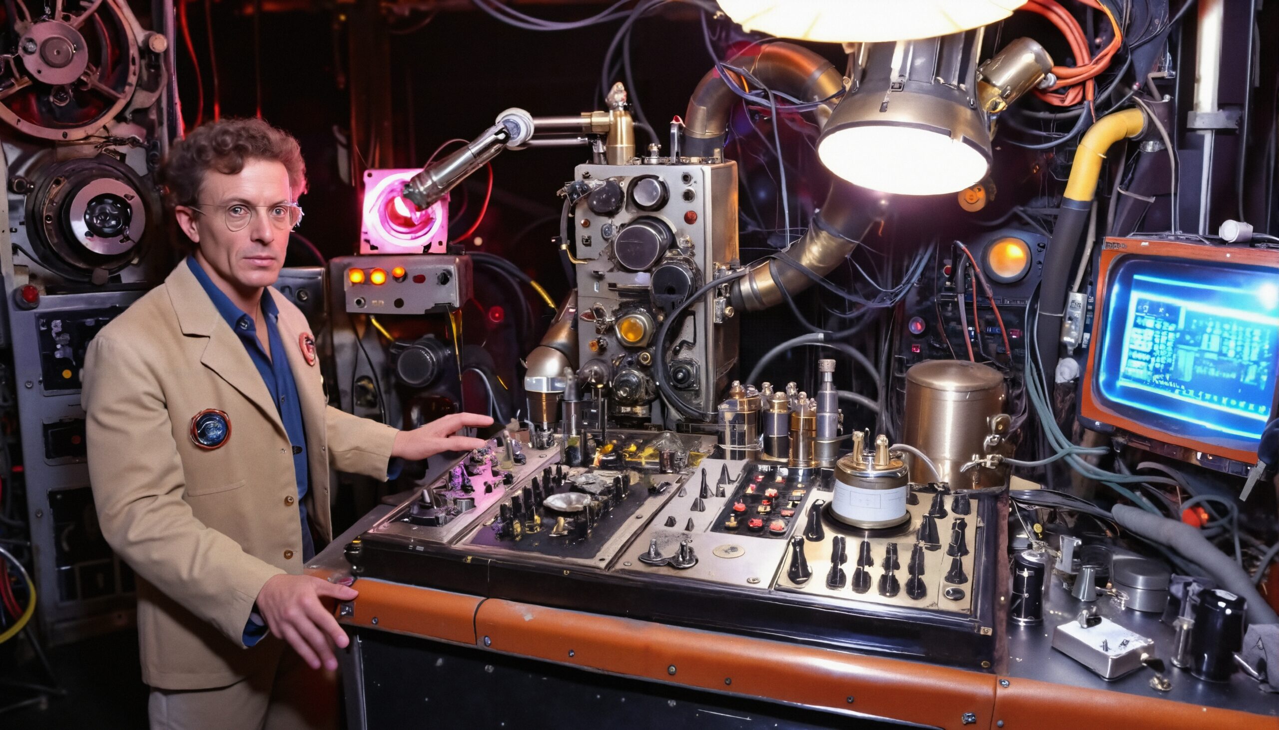 Vintage Scientist in Control Room