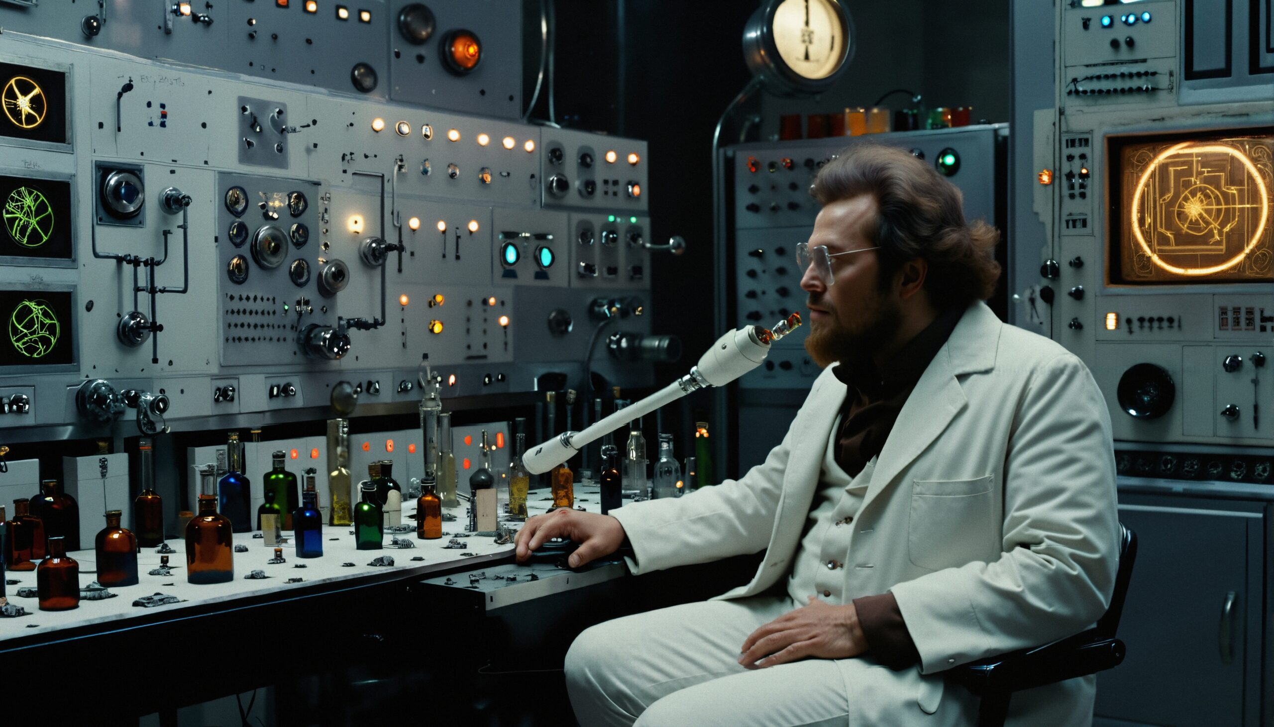 Retro Laboratory Scientist at Work