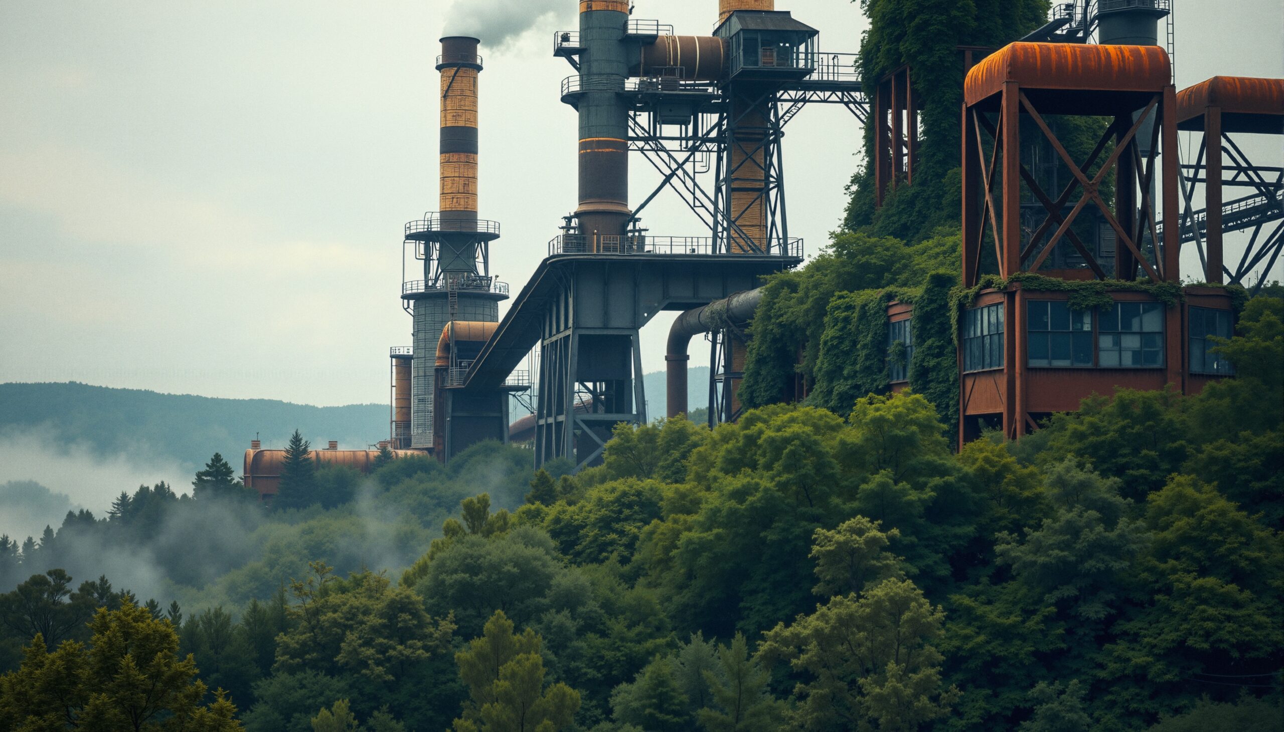 Industrial Complex in Lush Forest