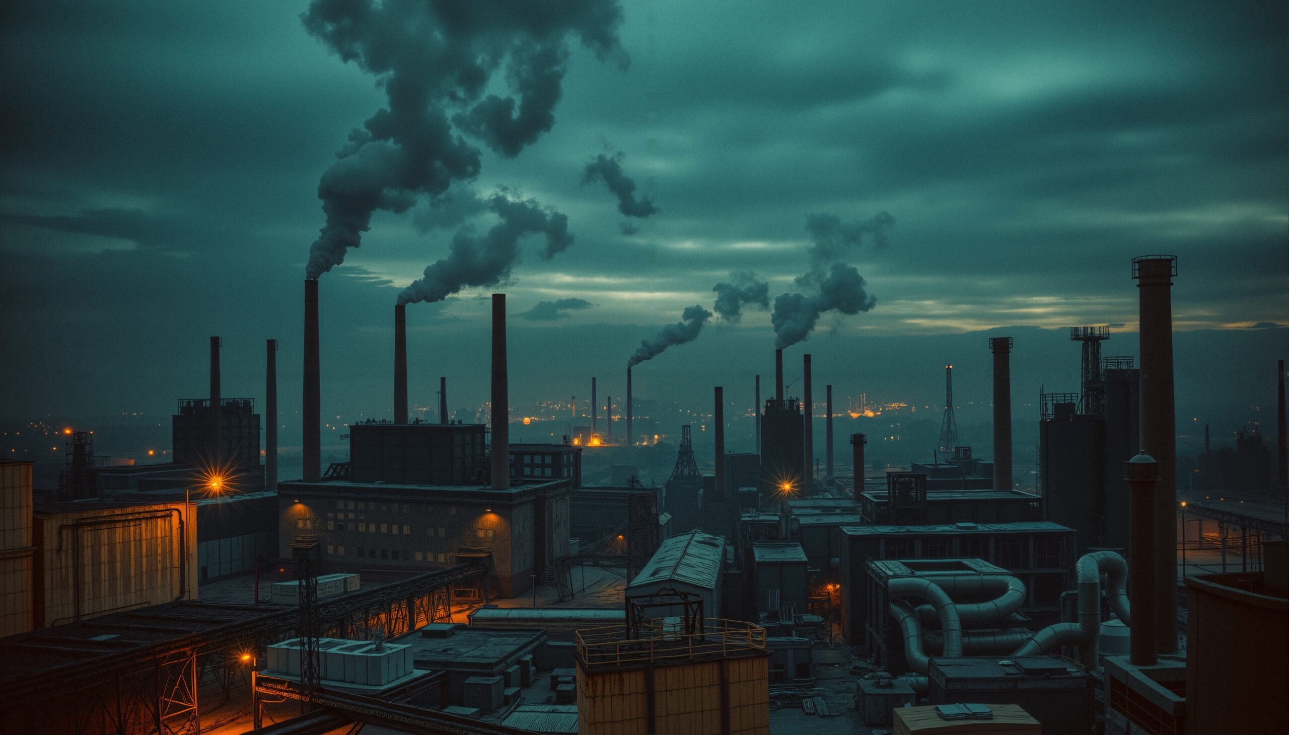 Industrial Evening Smoke Skyline