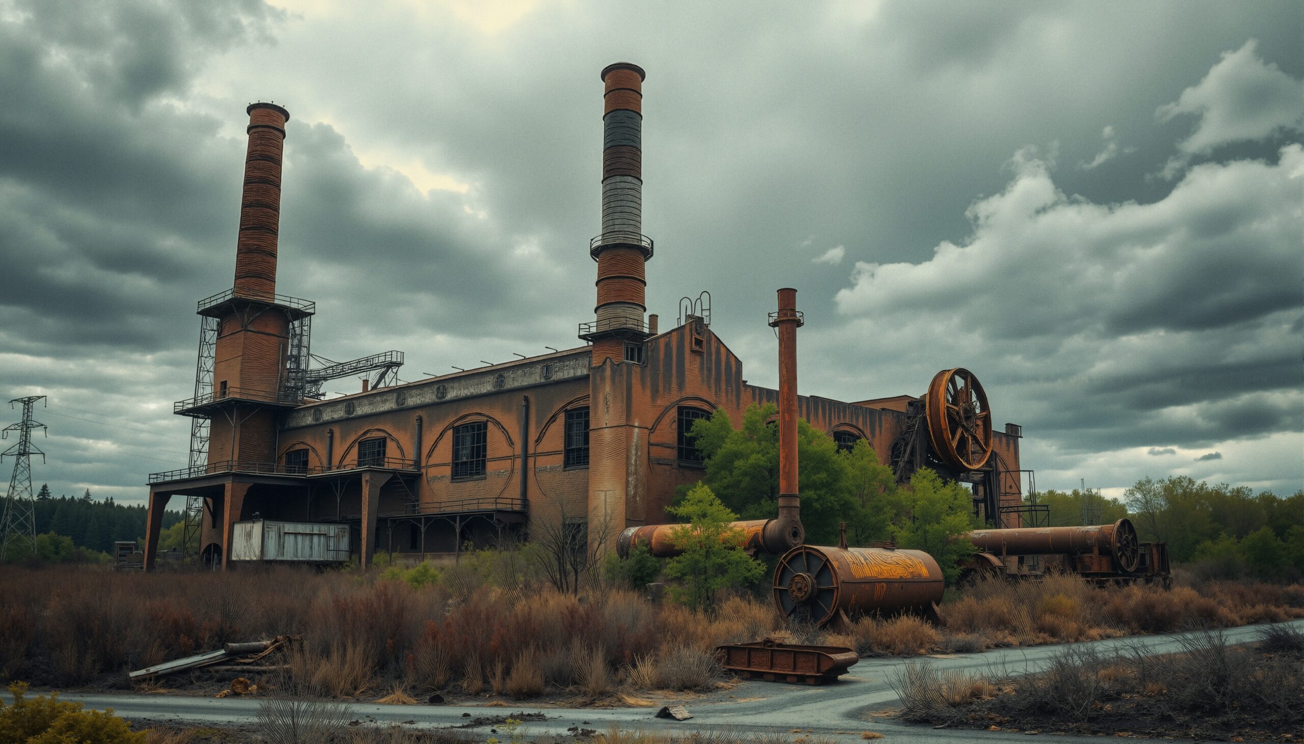 Abandoned industrial factory landscape