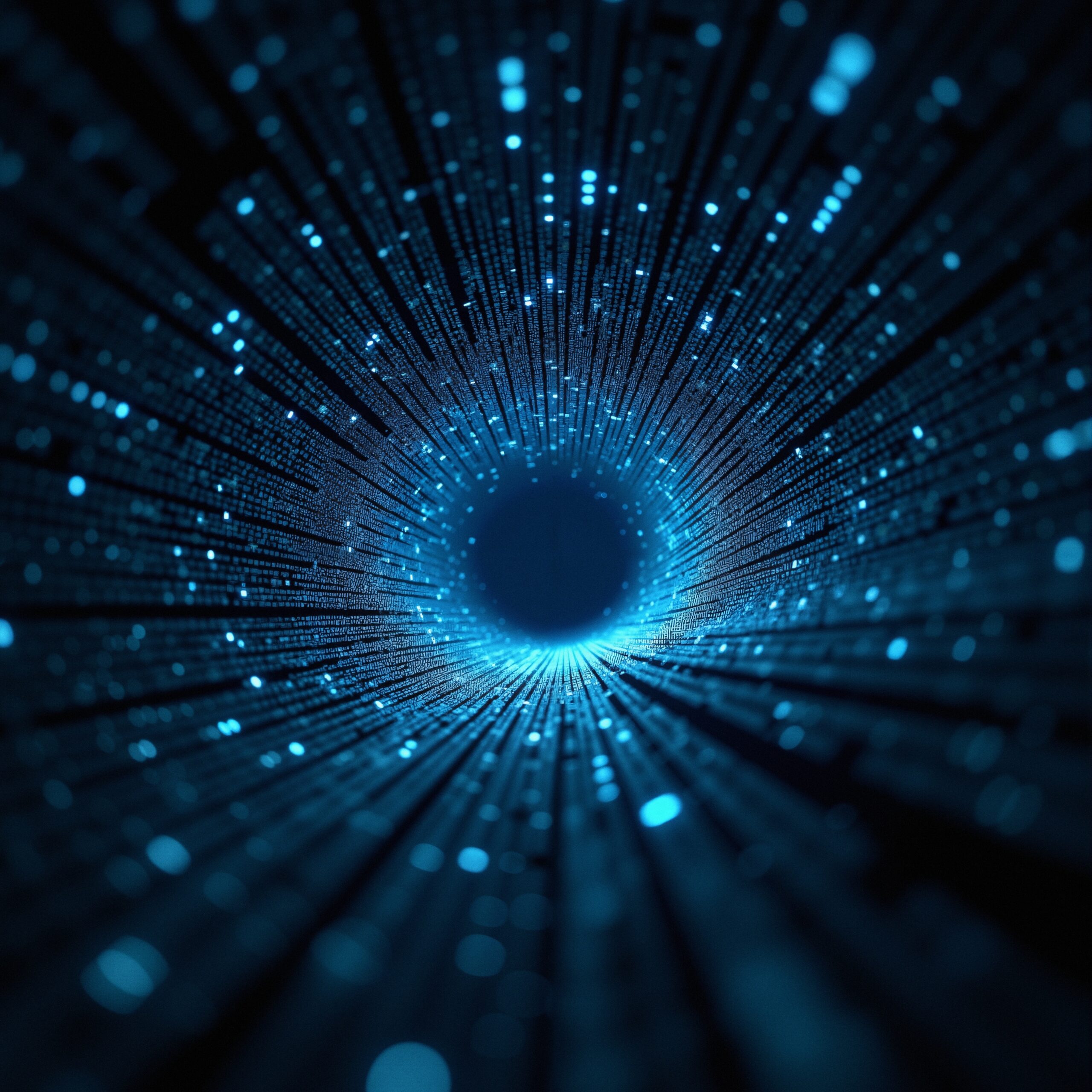 Digital Tunnel of Blue Lights