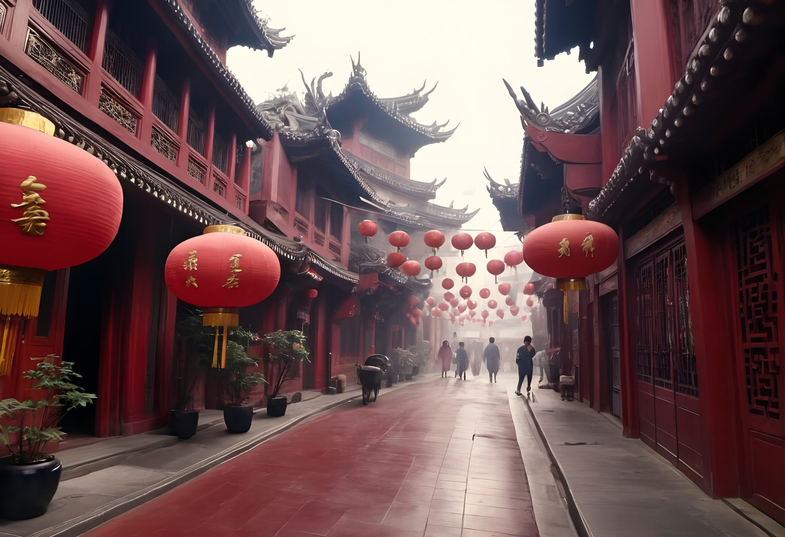Traditional Chinese Lantern-Lit Street