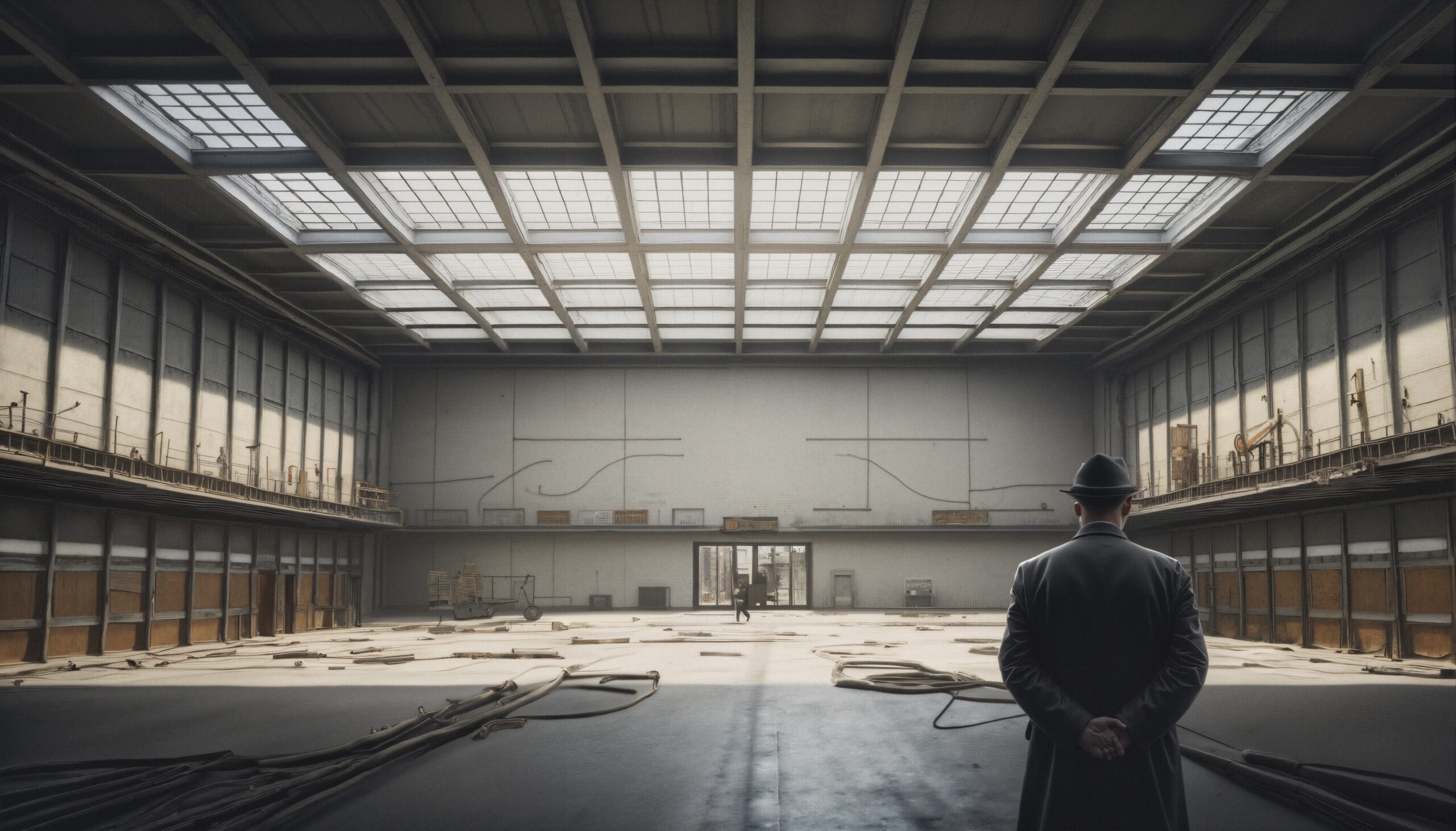 Man in Empty Industrial Space