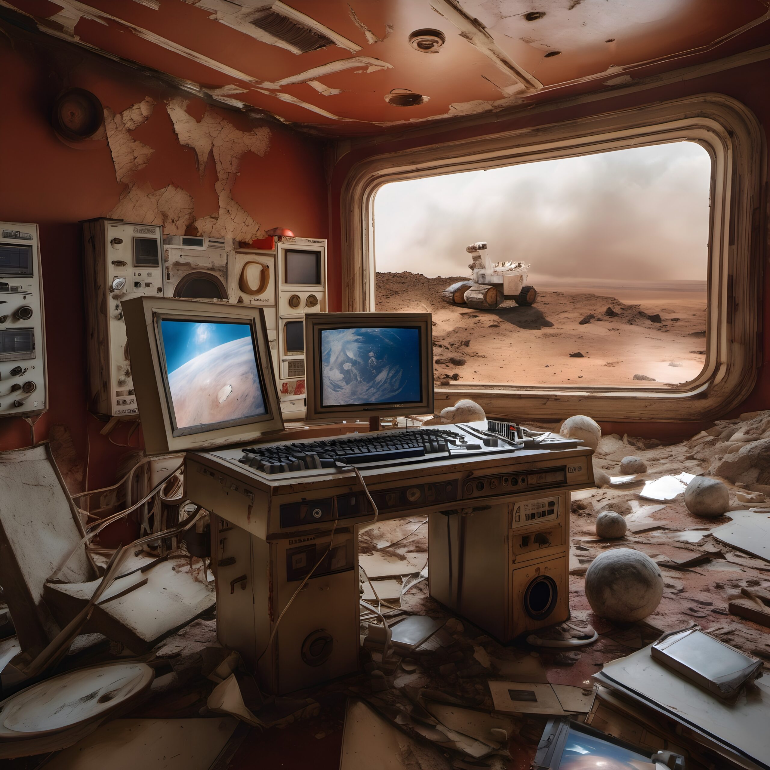 Abandoned Mars Colony Control Room