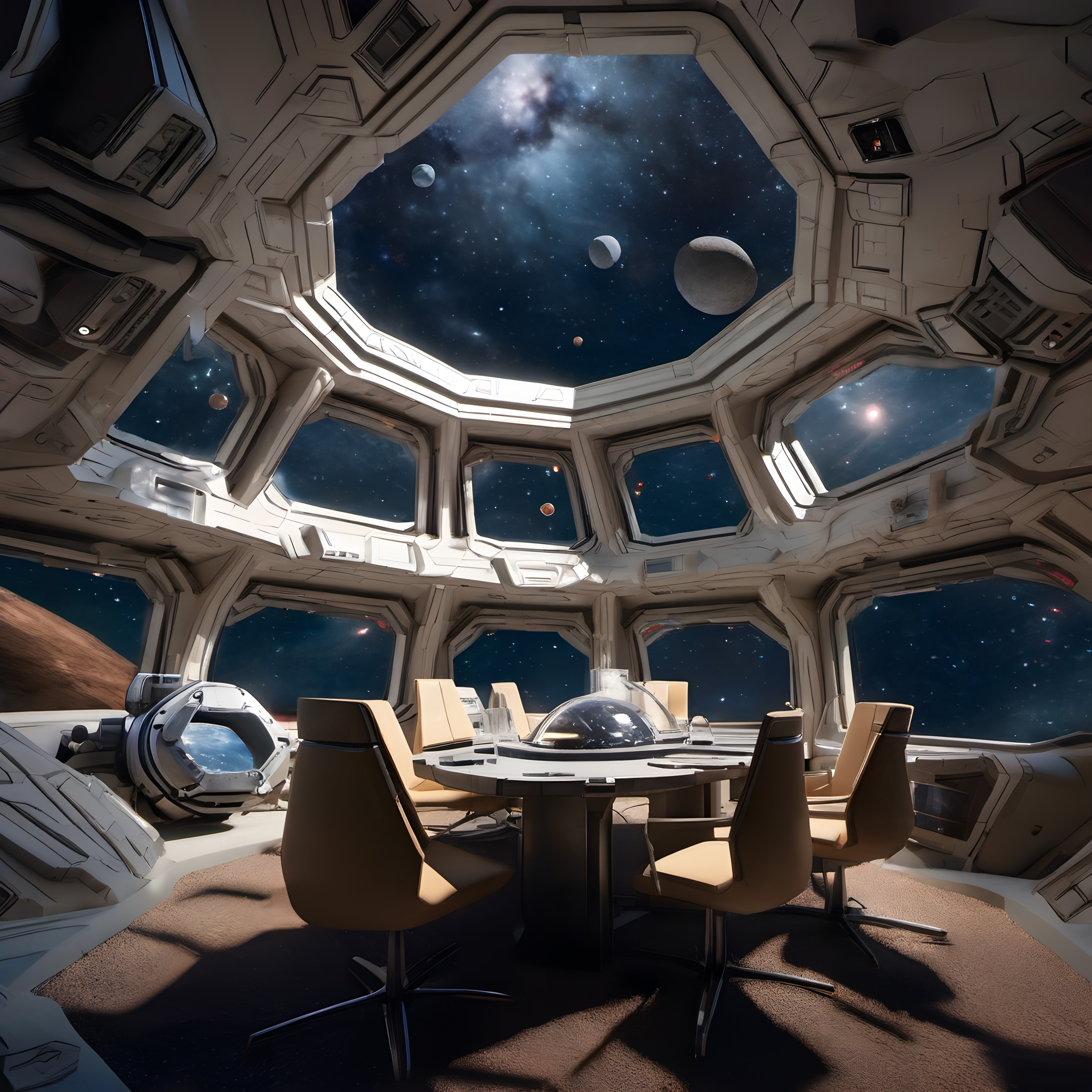 Futuristic Space Station Observation Deck