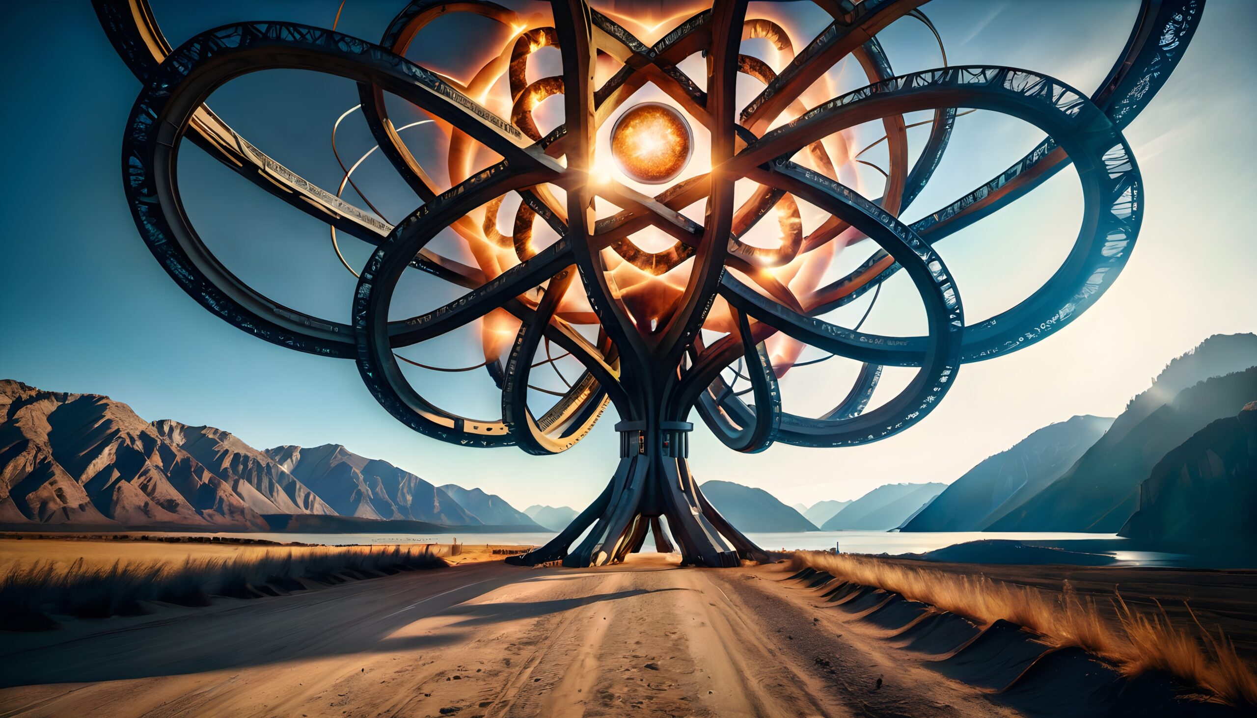 Futuristic Structure in Desert Landscape