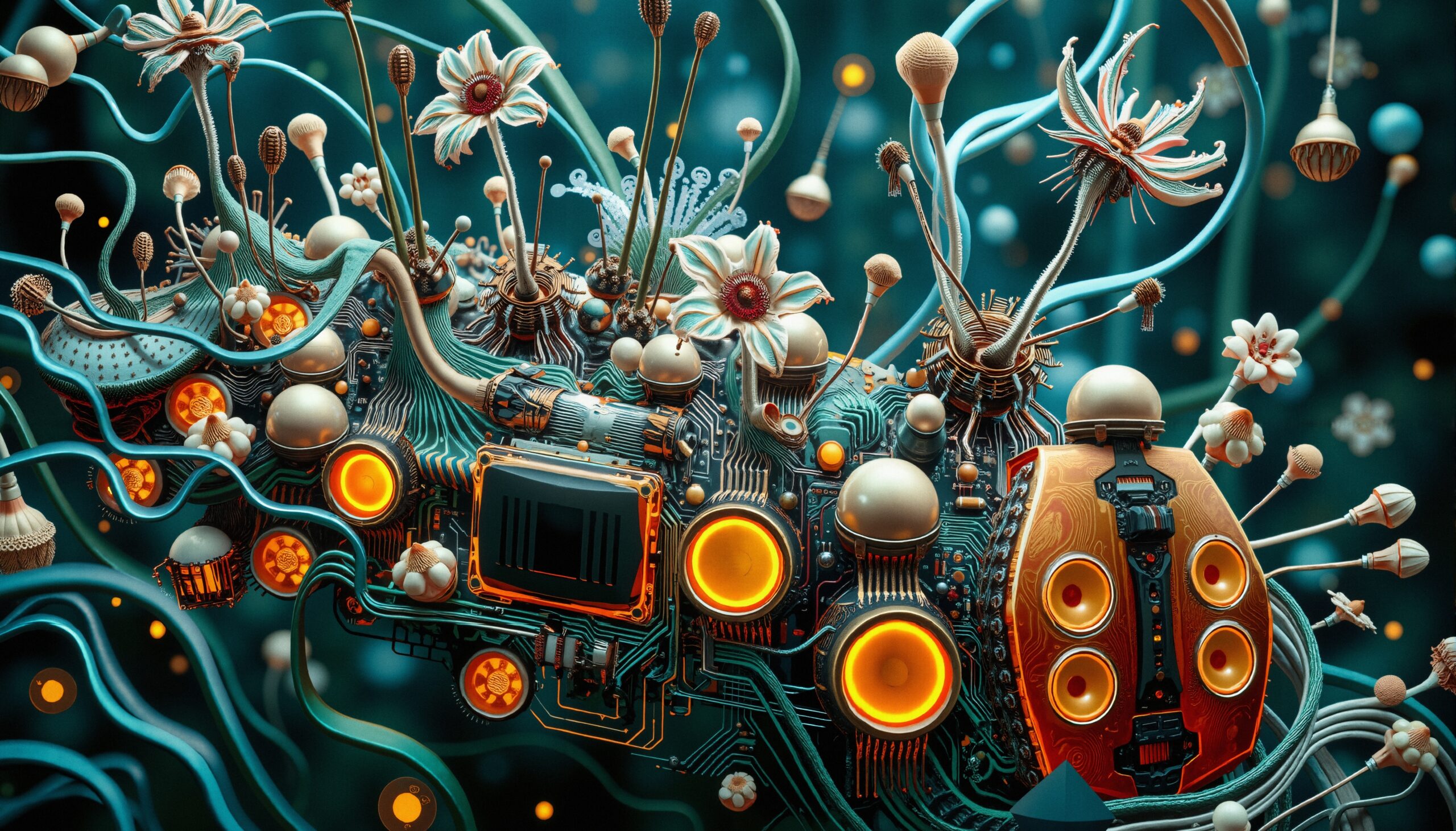 Futuristic Botanical Circuitry Art