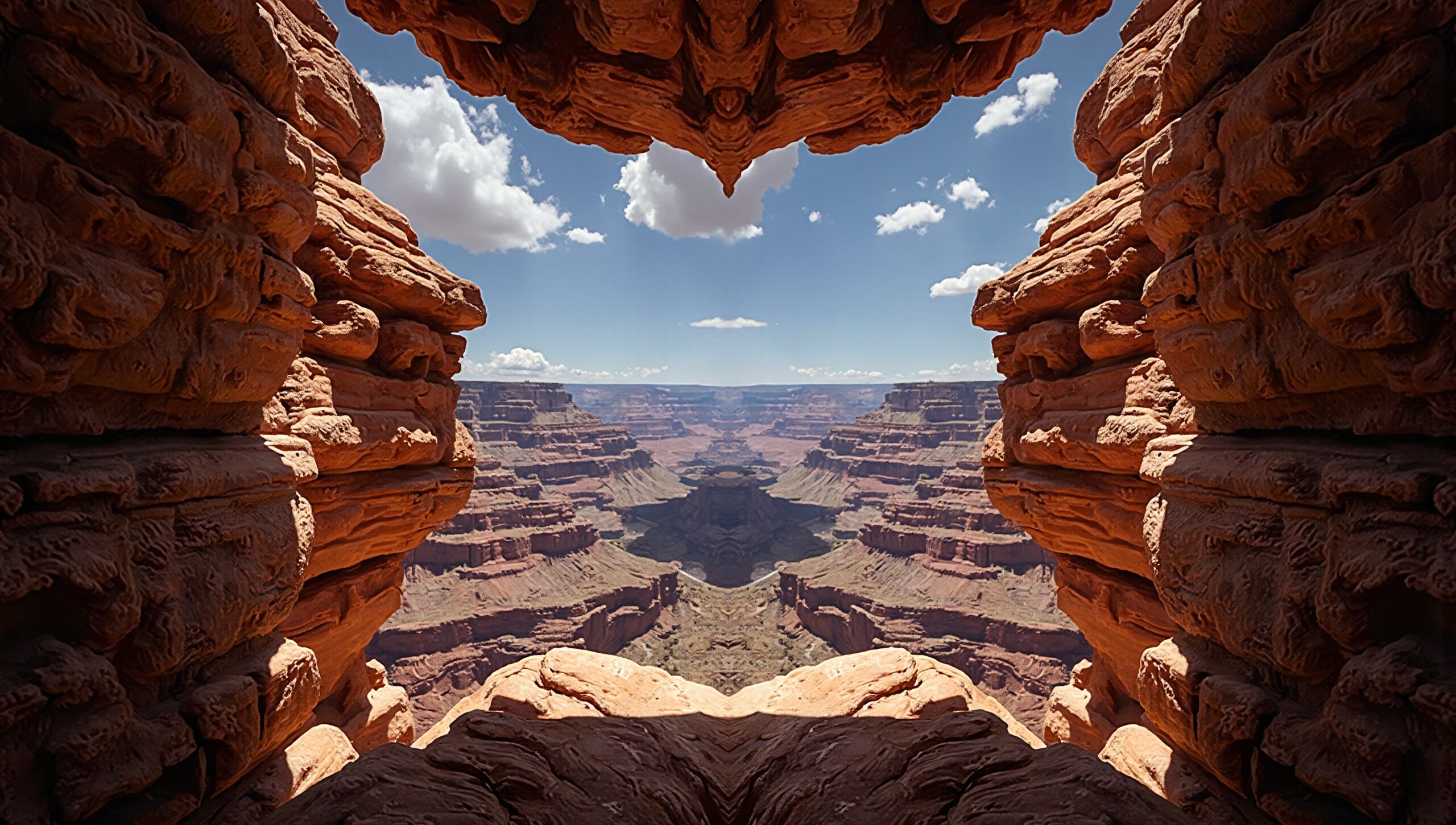 Symmetrical Canyon and Blue Sky