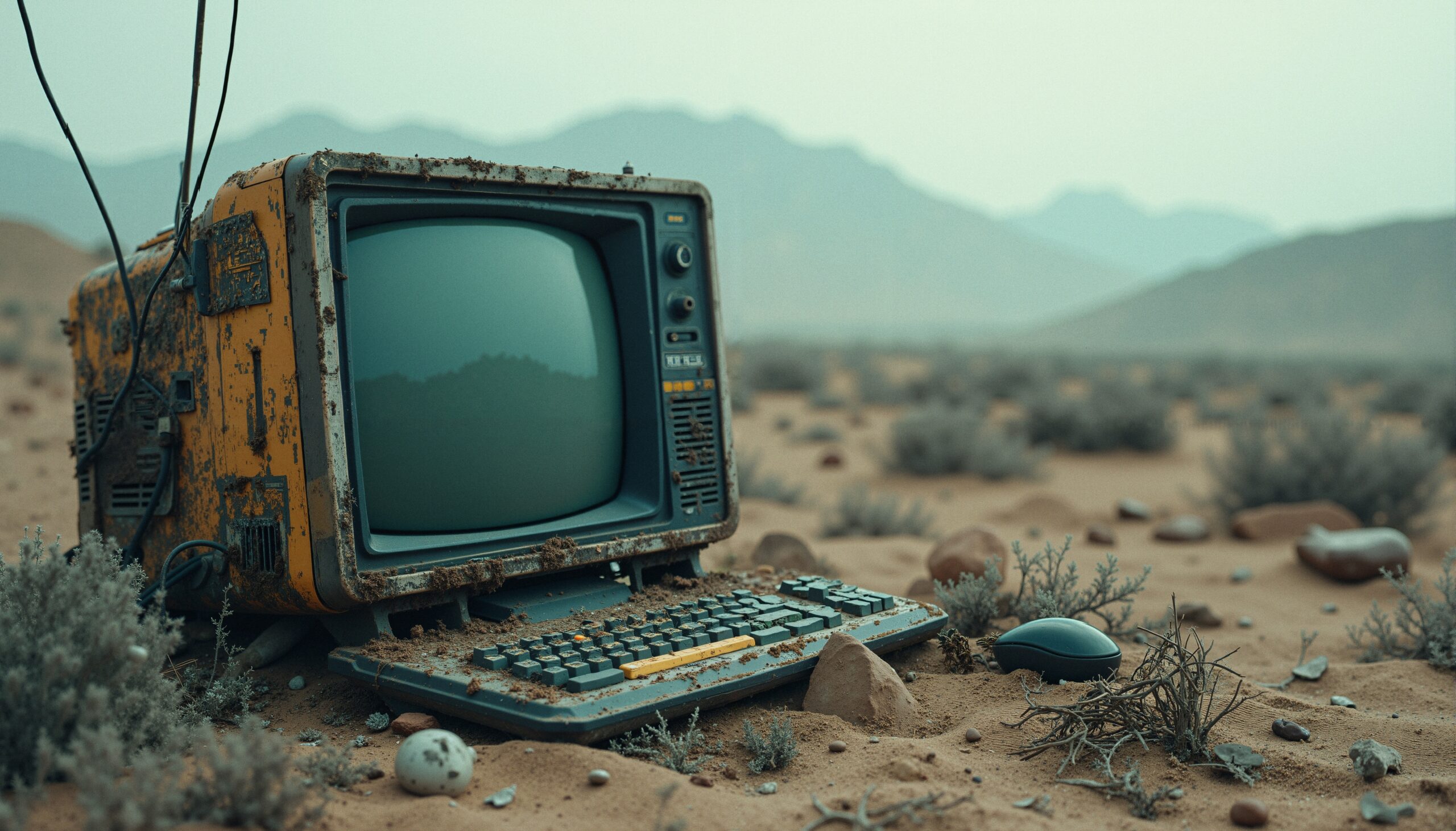 Deserted Technology in Sandy Wasteland