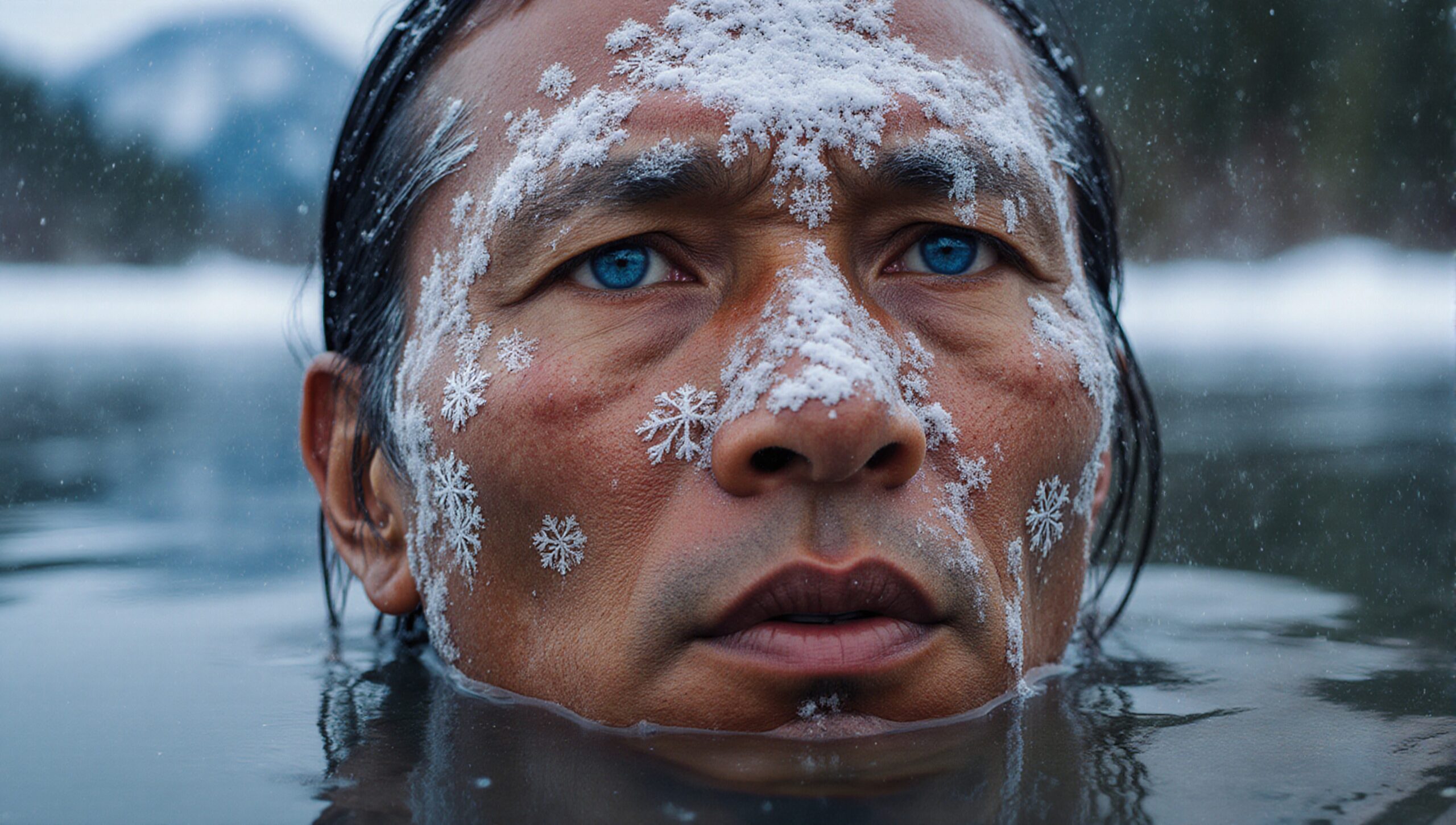 Frozen Stare in Icy Waters