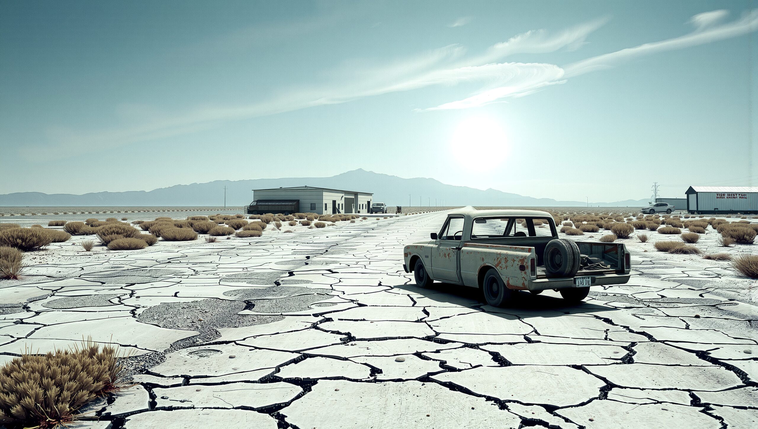 Rusty Car on Desert Road