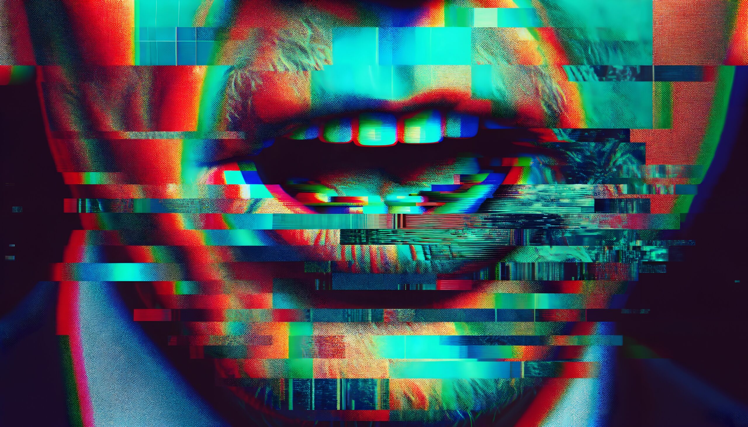 Glitched Digital Mouth Close-up