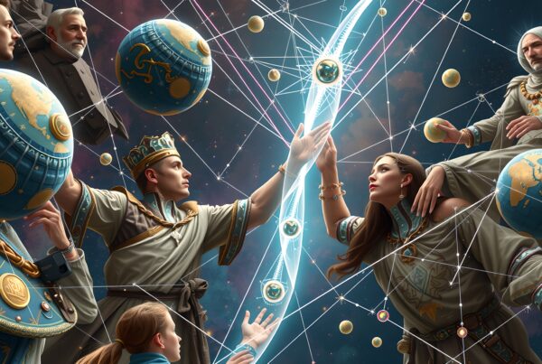 Astronomical gathering exploring cosmic connections.