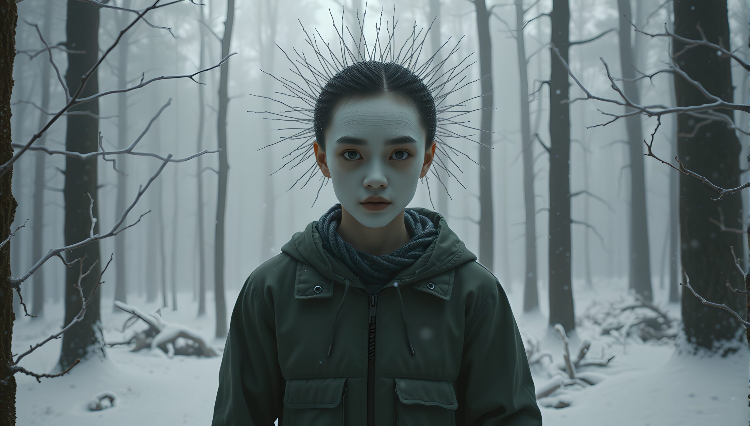 Solitude in a Snowy Forest