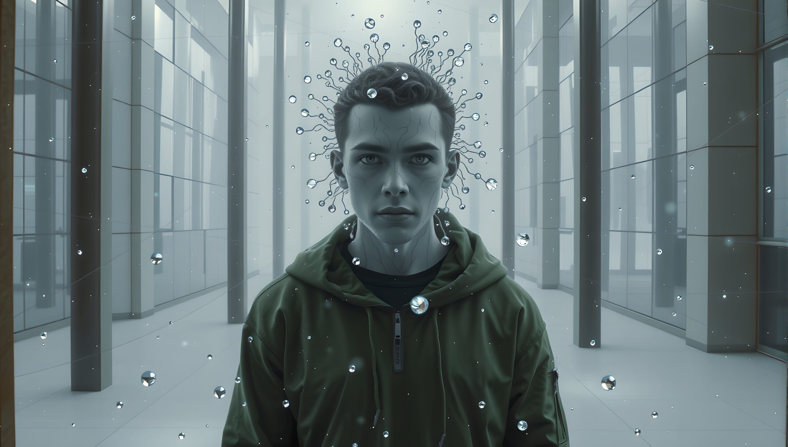 Surreal Futuristic Water Effects Portrait