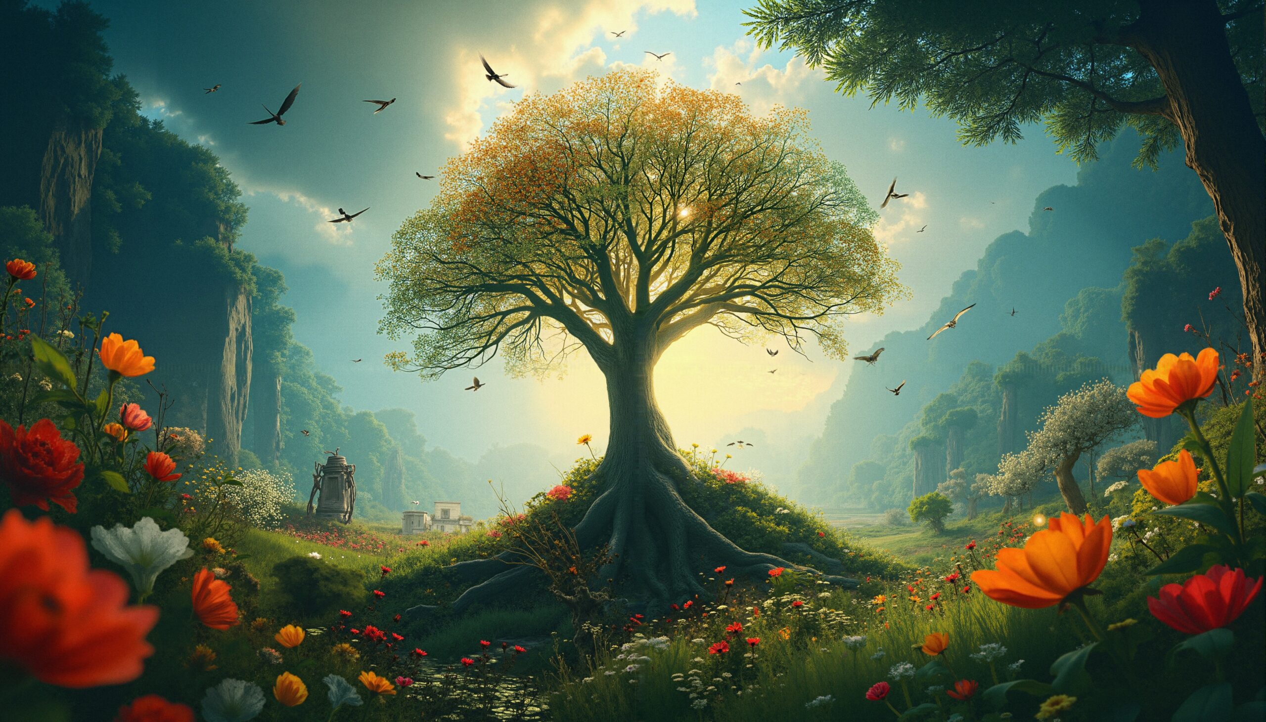 Majestic Tree in Enchanted Landscape