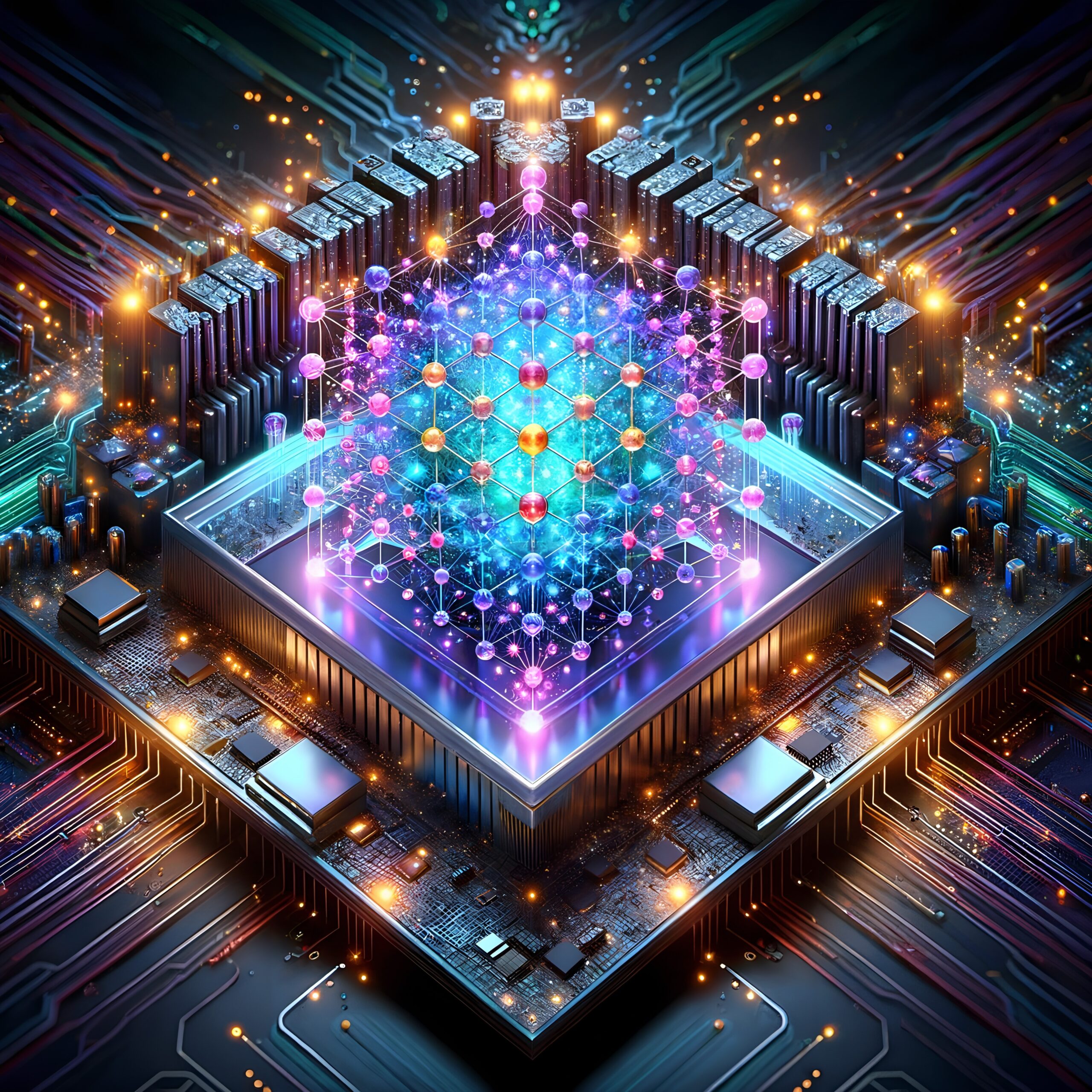Futuristic Quantum Computing Microchip