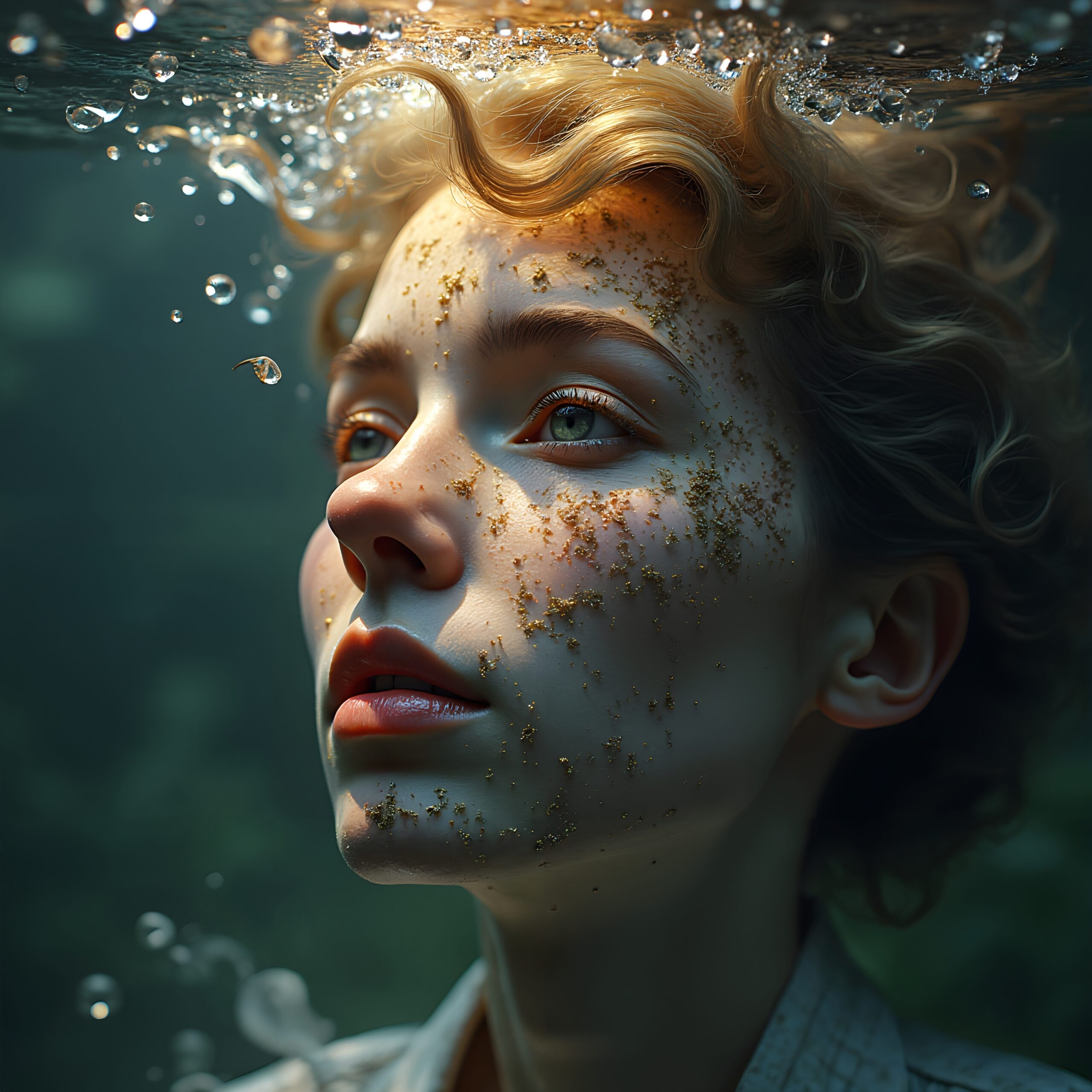 Ethereal Submerged Golden Reflections