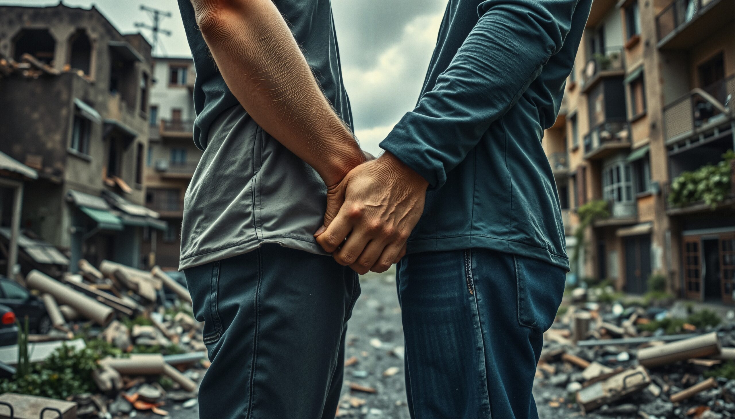 Human Connection Amidst Urban Ruins