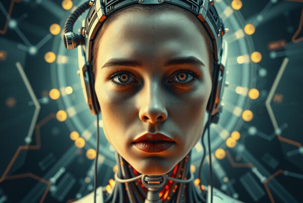 A futuristic humanoid with cybernetic features.