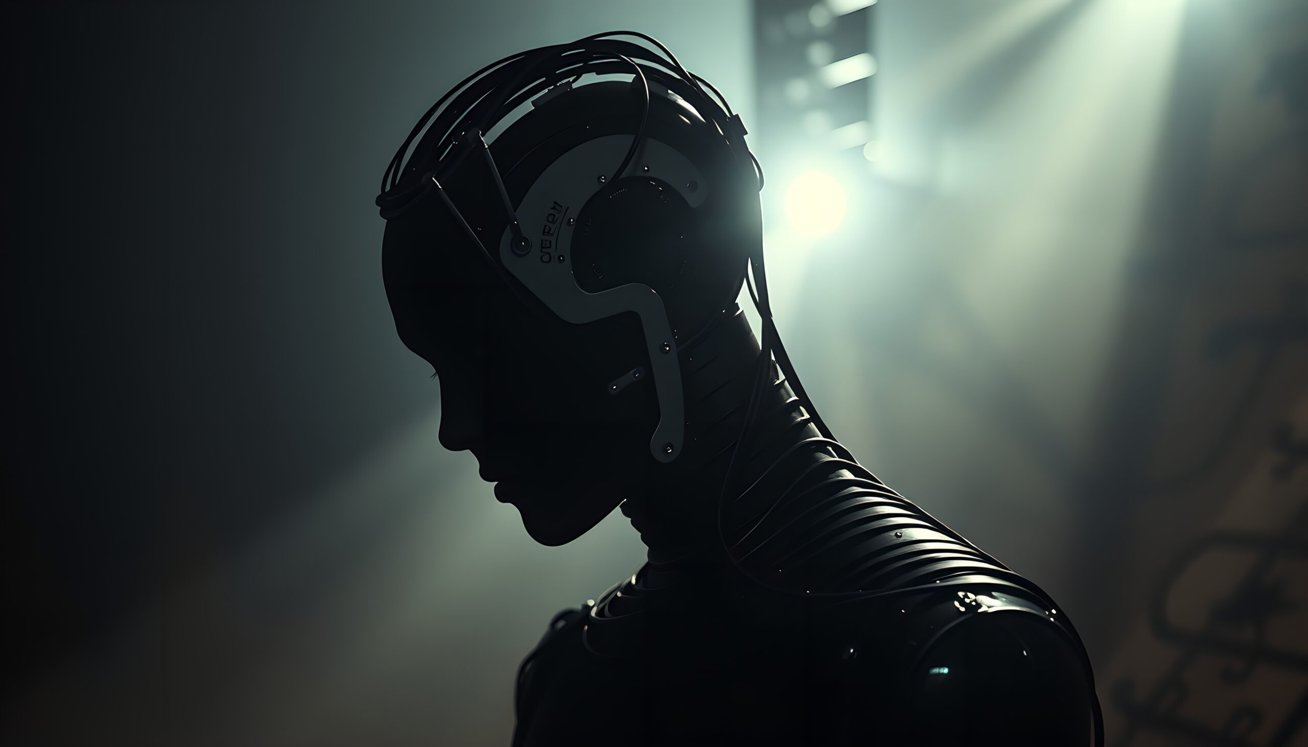 Silhouette of Futuristic Humanoid Robot
