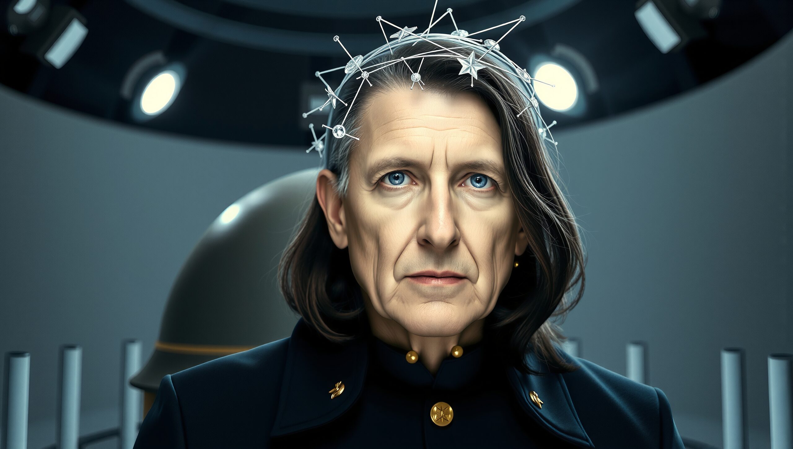 Futuristic Star-Crowned Individual Portrait