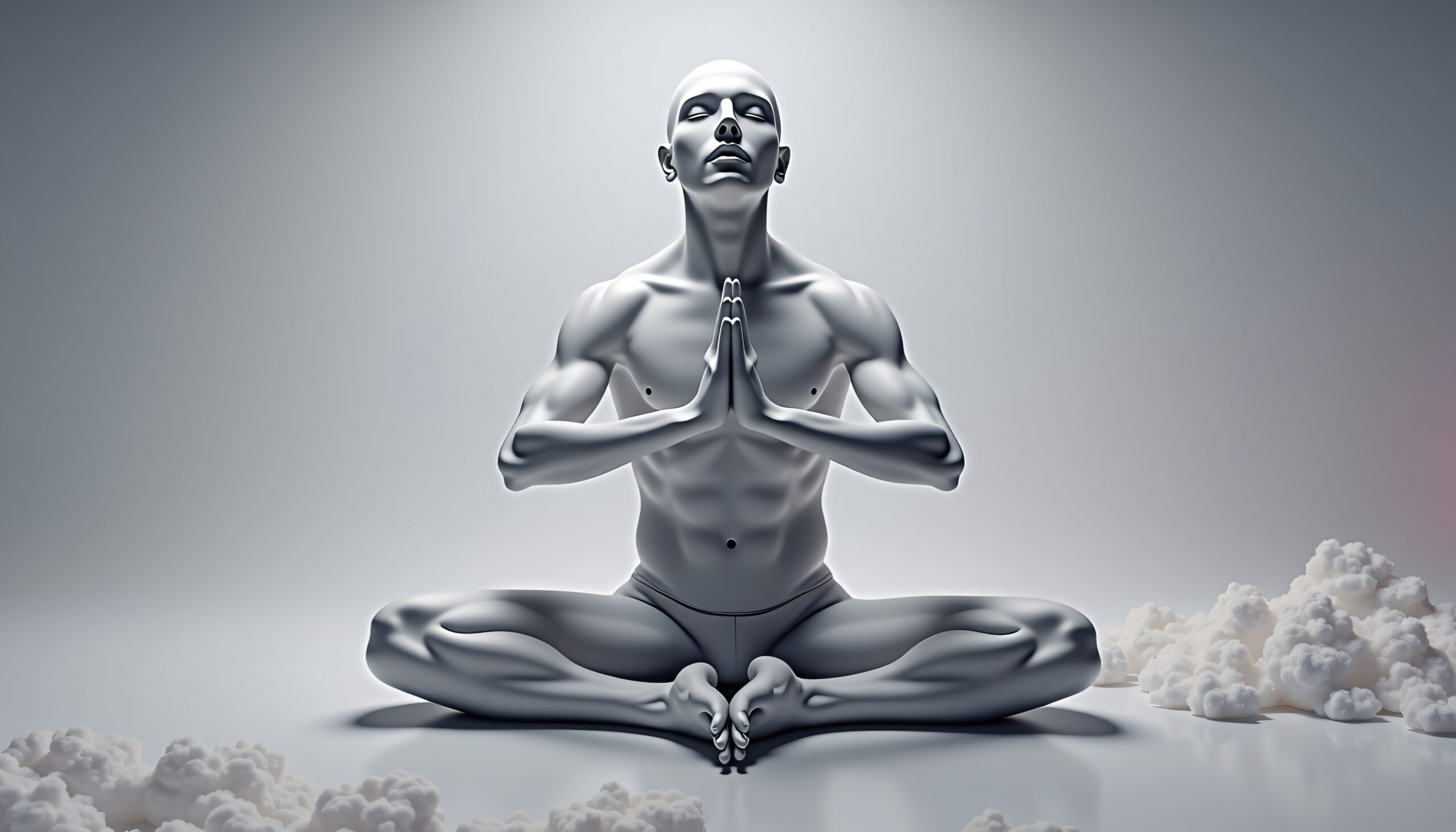 Meditative Figure Amongst Clouds