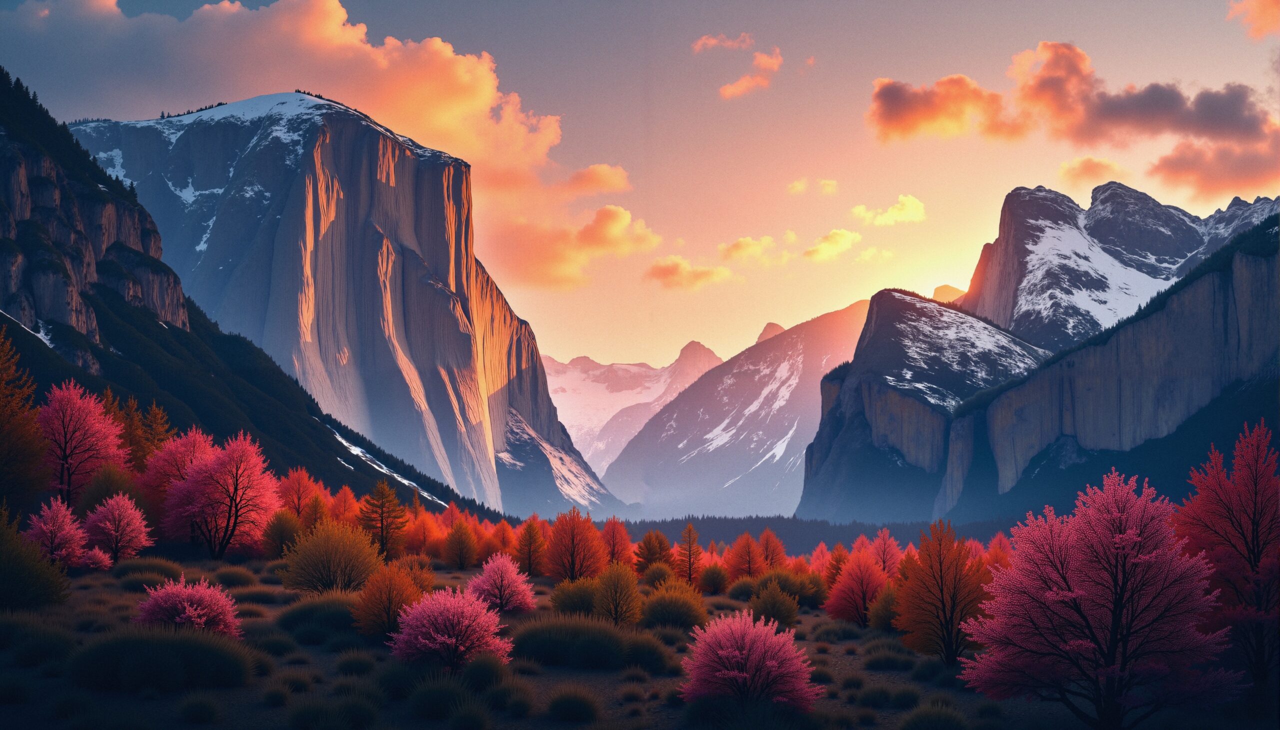 Majestic Mountains and Vibrant Trees