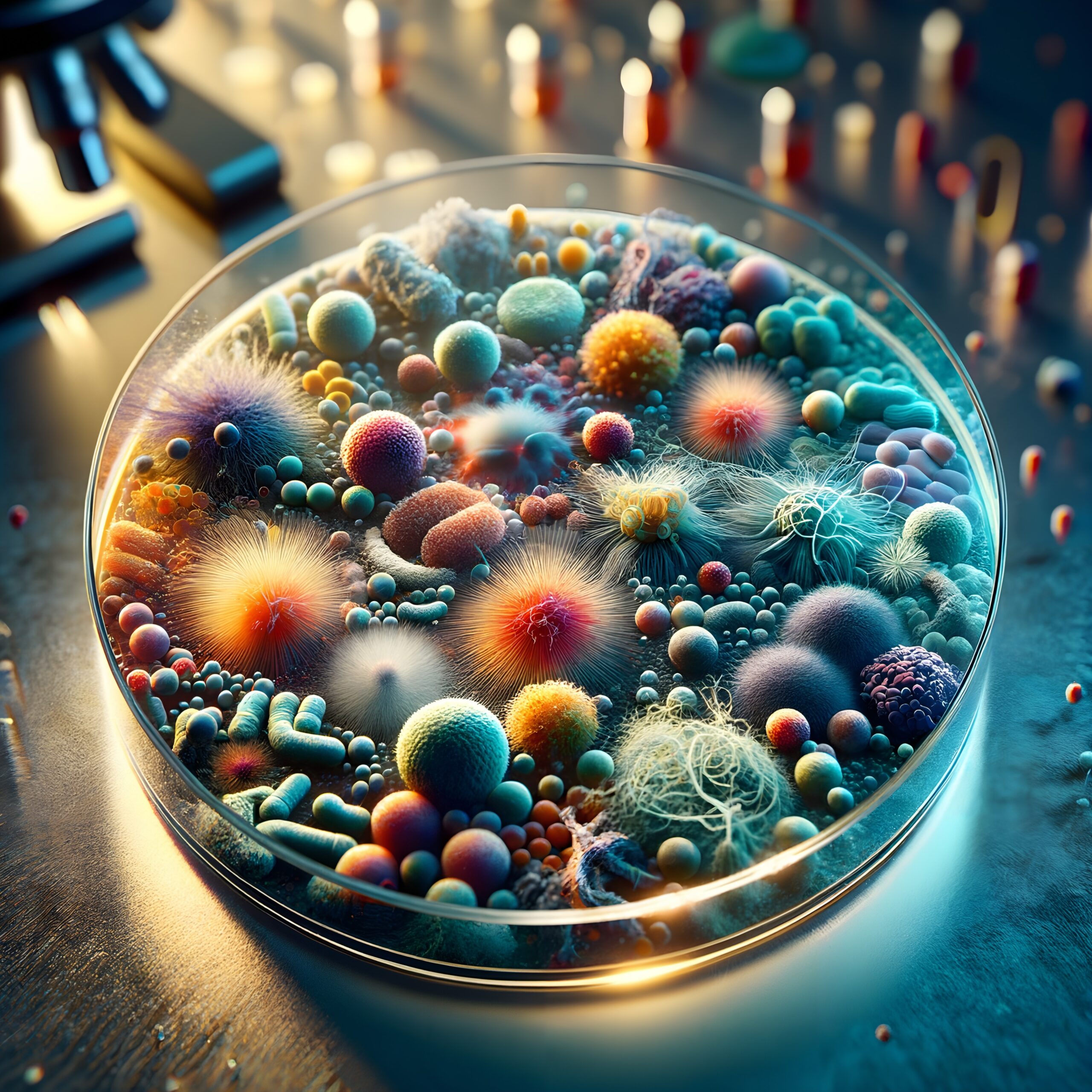 Colorful Microbiology Art in Petri