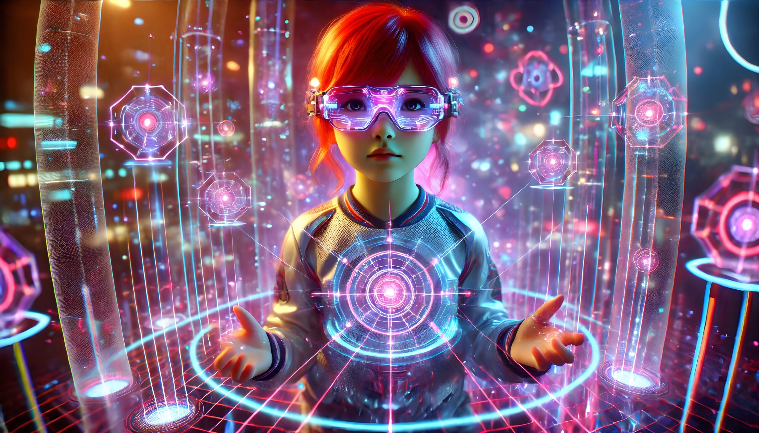 Futuristic Girl in Neon Glow