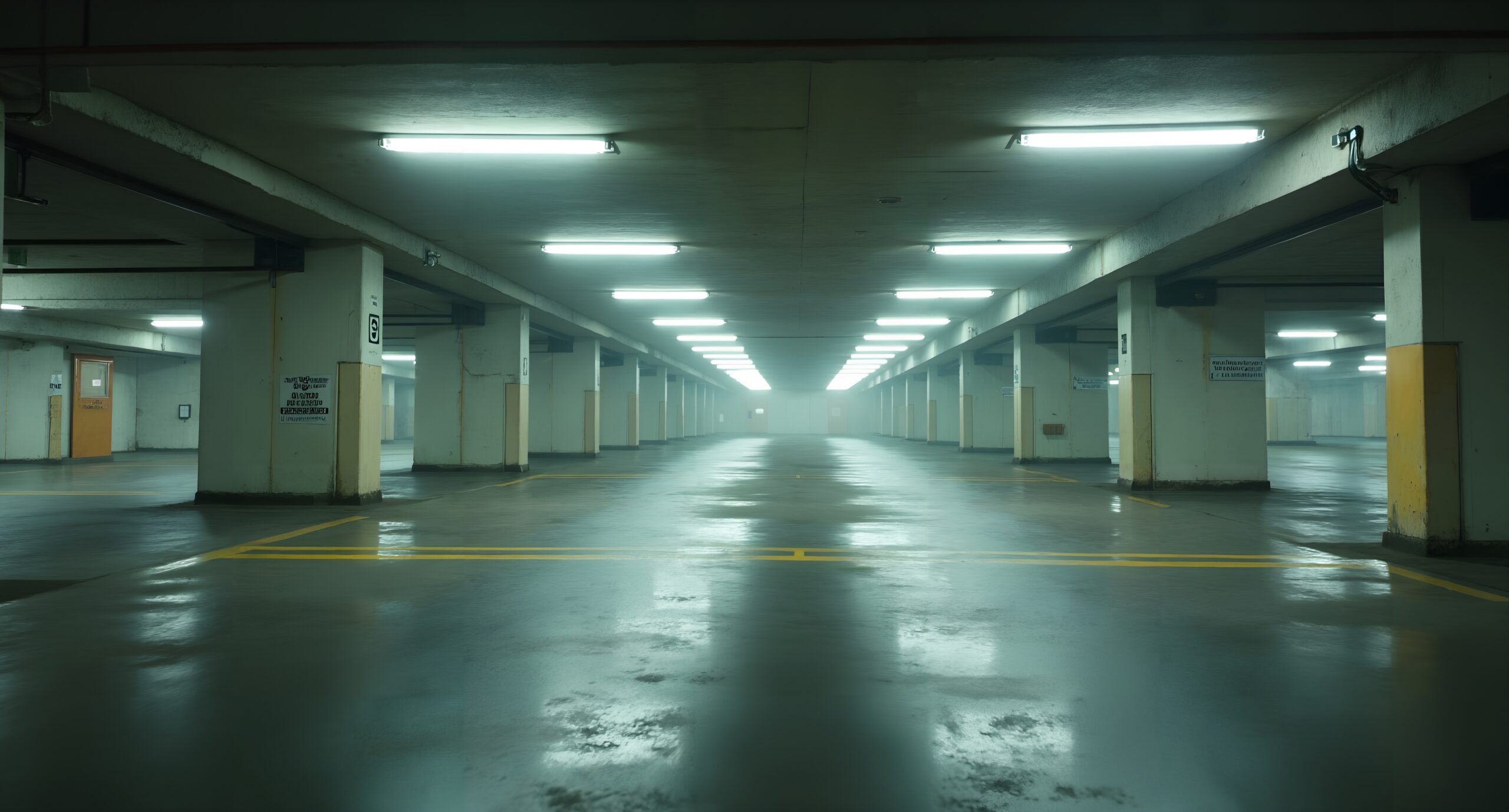 Empty Underground Parking Garage Scene