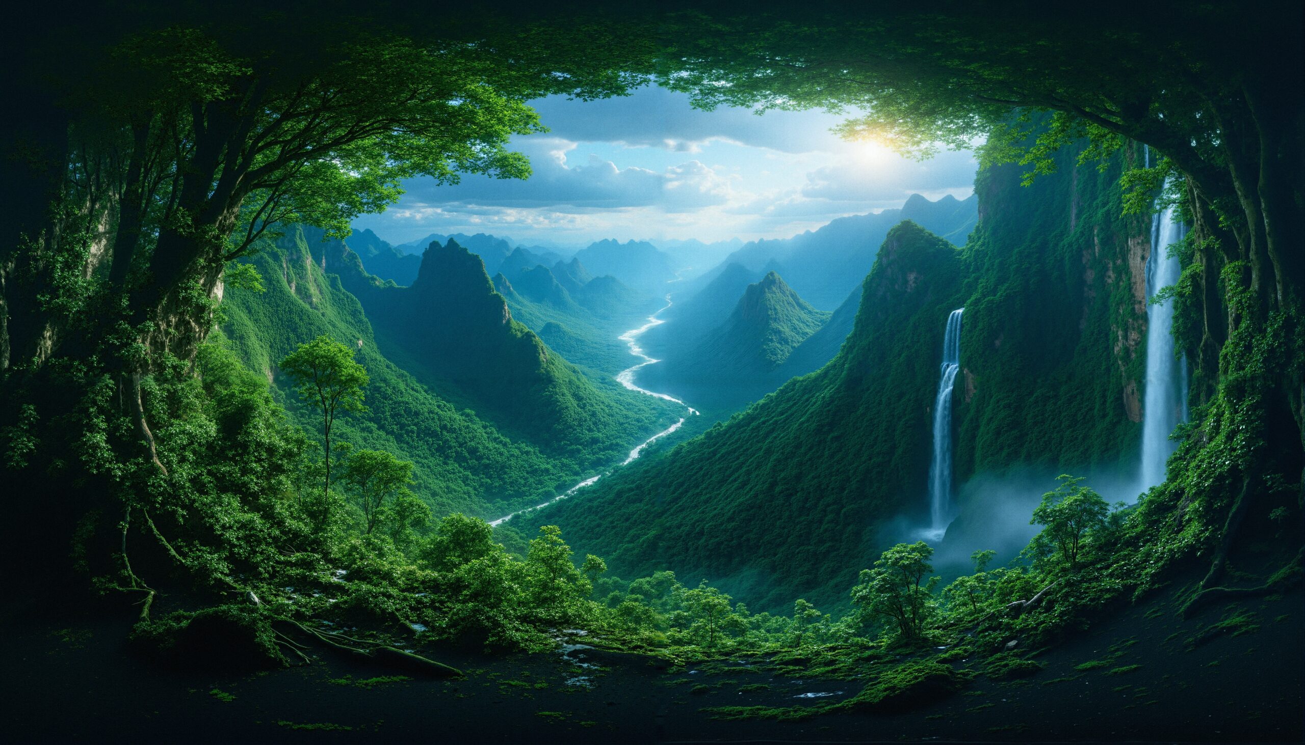 Nature’s Green Valley Waterfalls