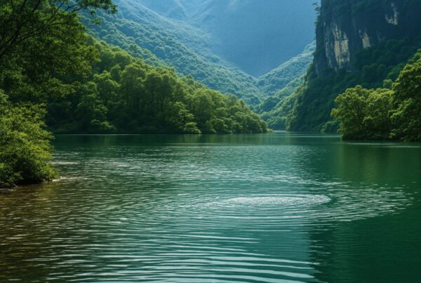 Tranquil Mountain Lake Reflects Nature