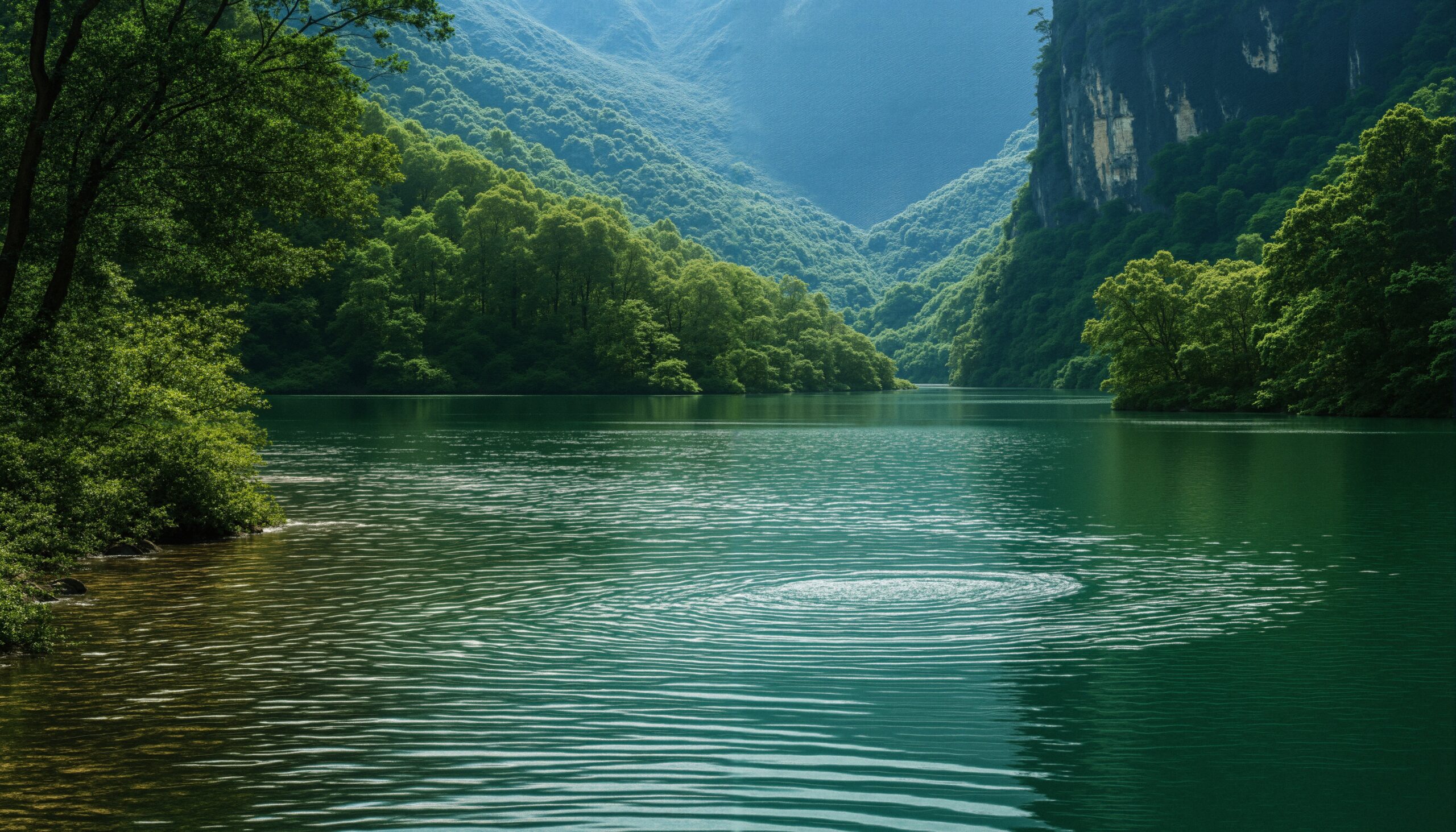 Tranquil Mountain Lake Reflects Nature