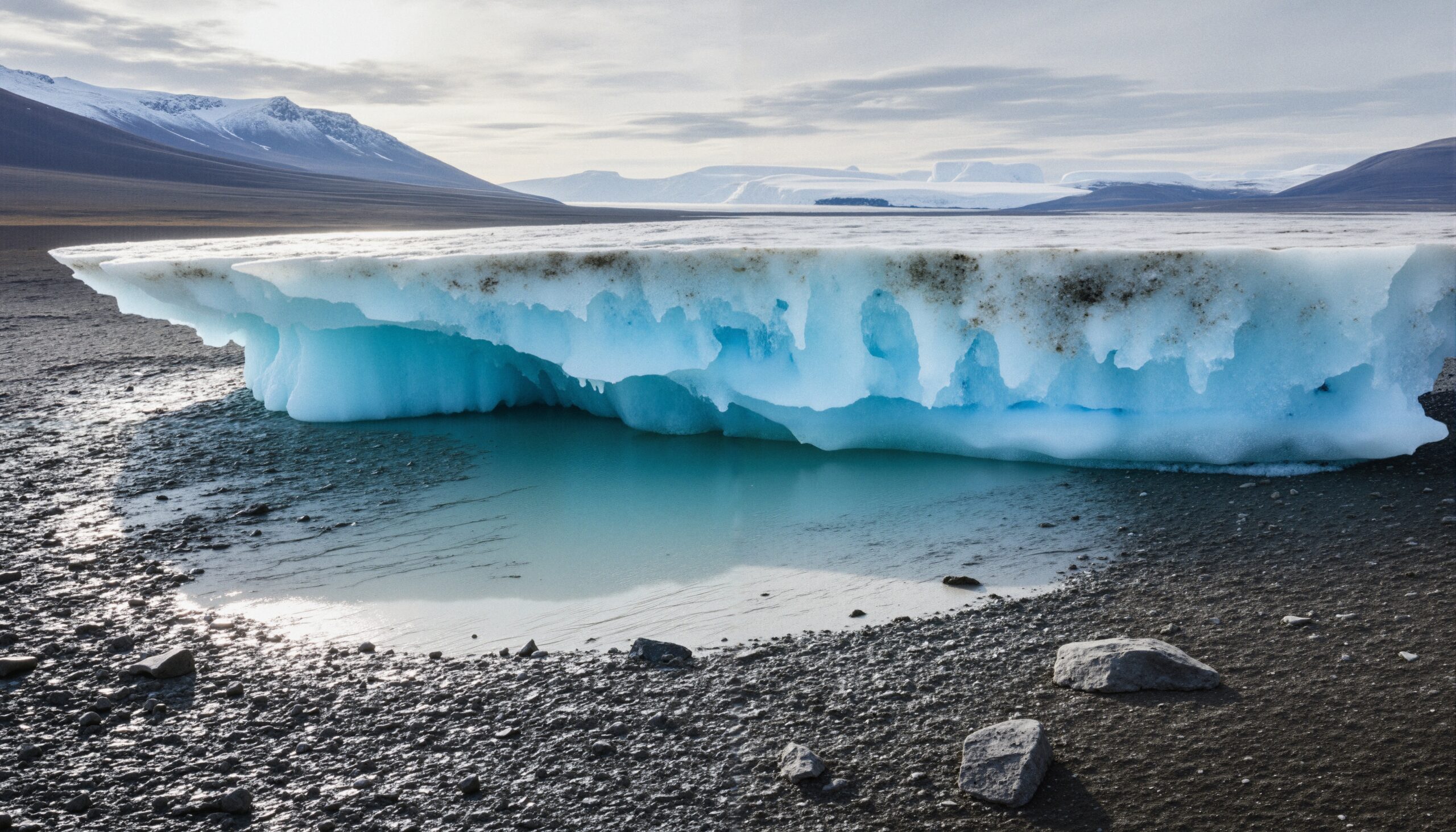 Blue Ice Formation on Beach
