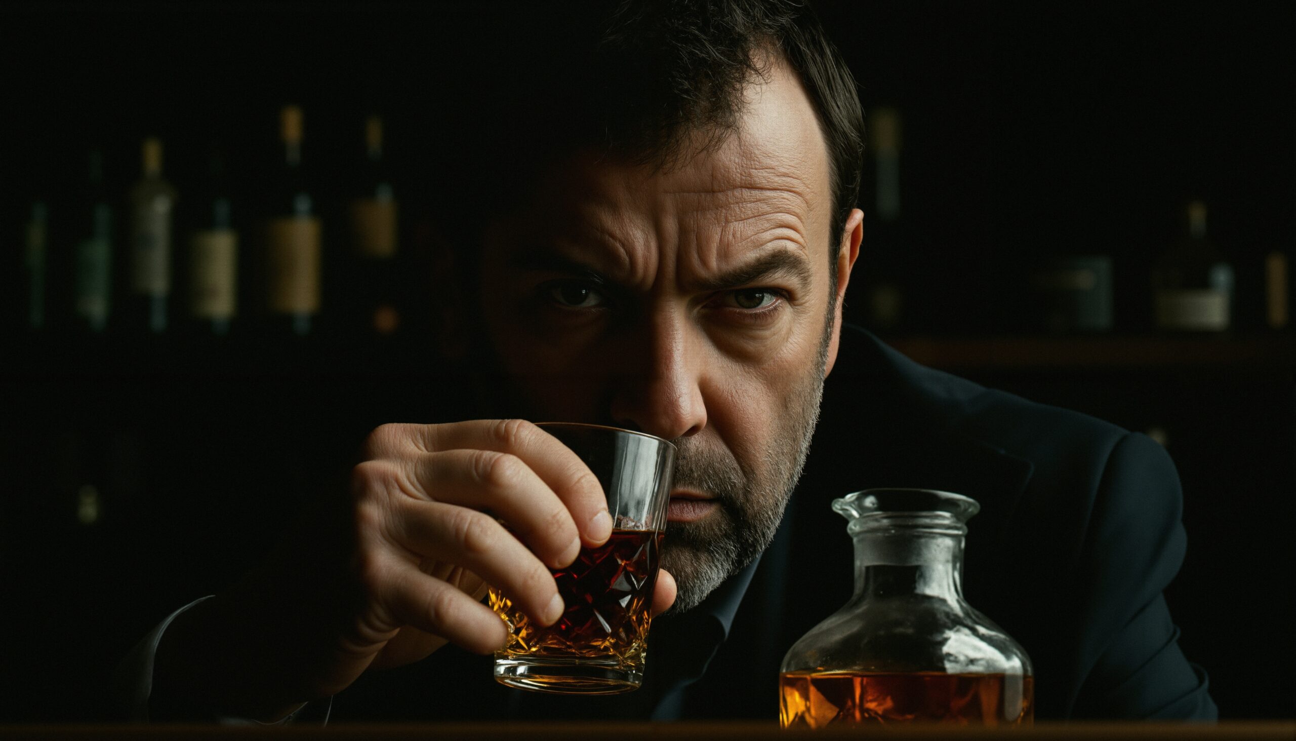 Contemplative Man with Whiskey Glass