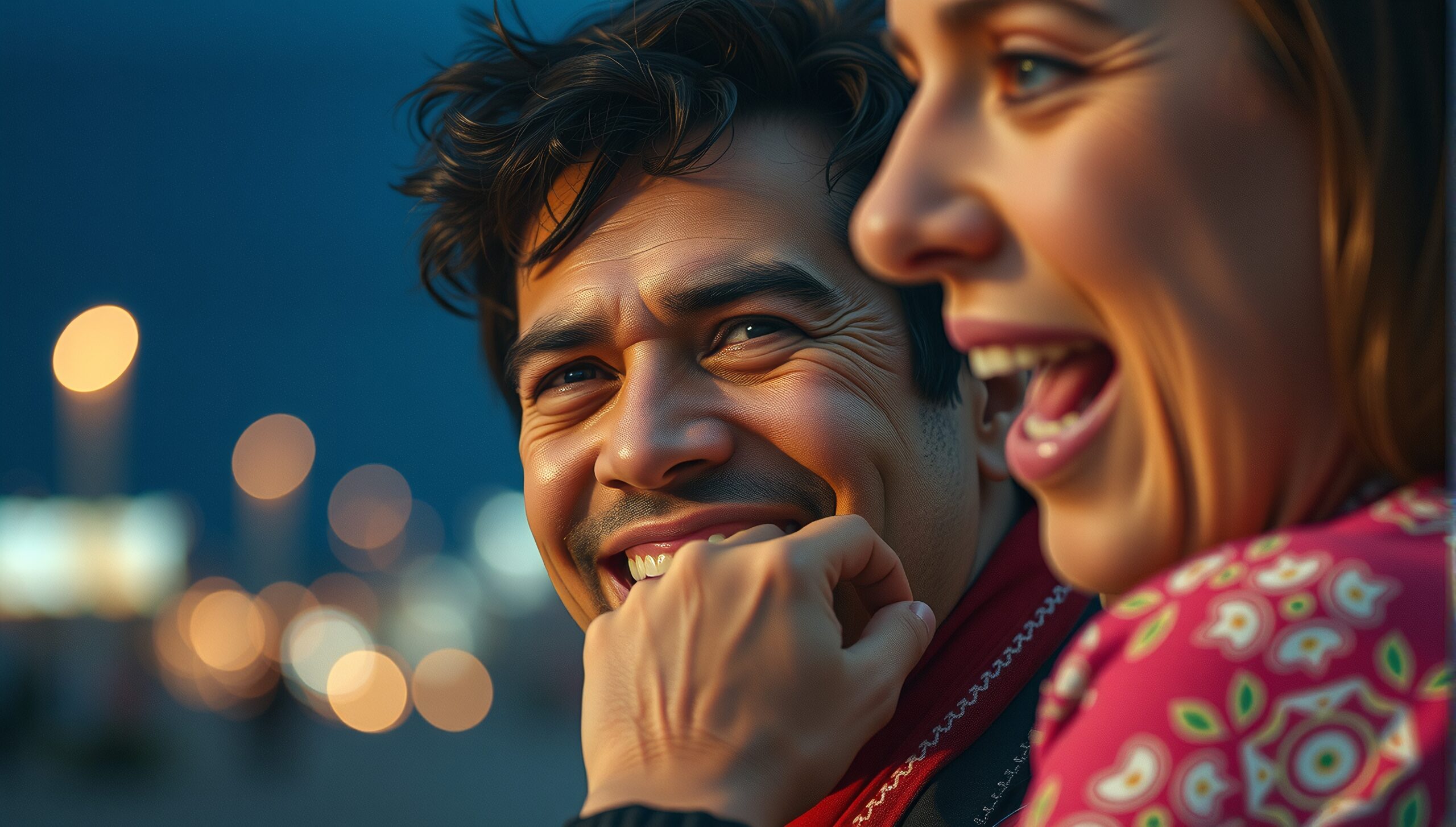 Joyful Evening Laughter Captured