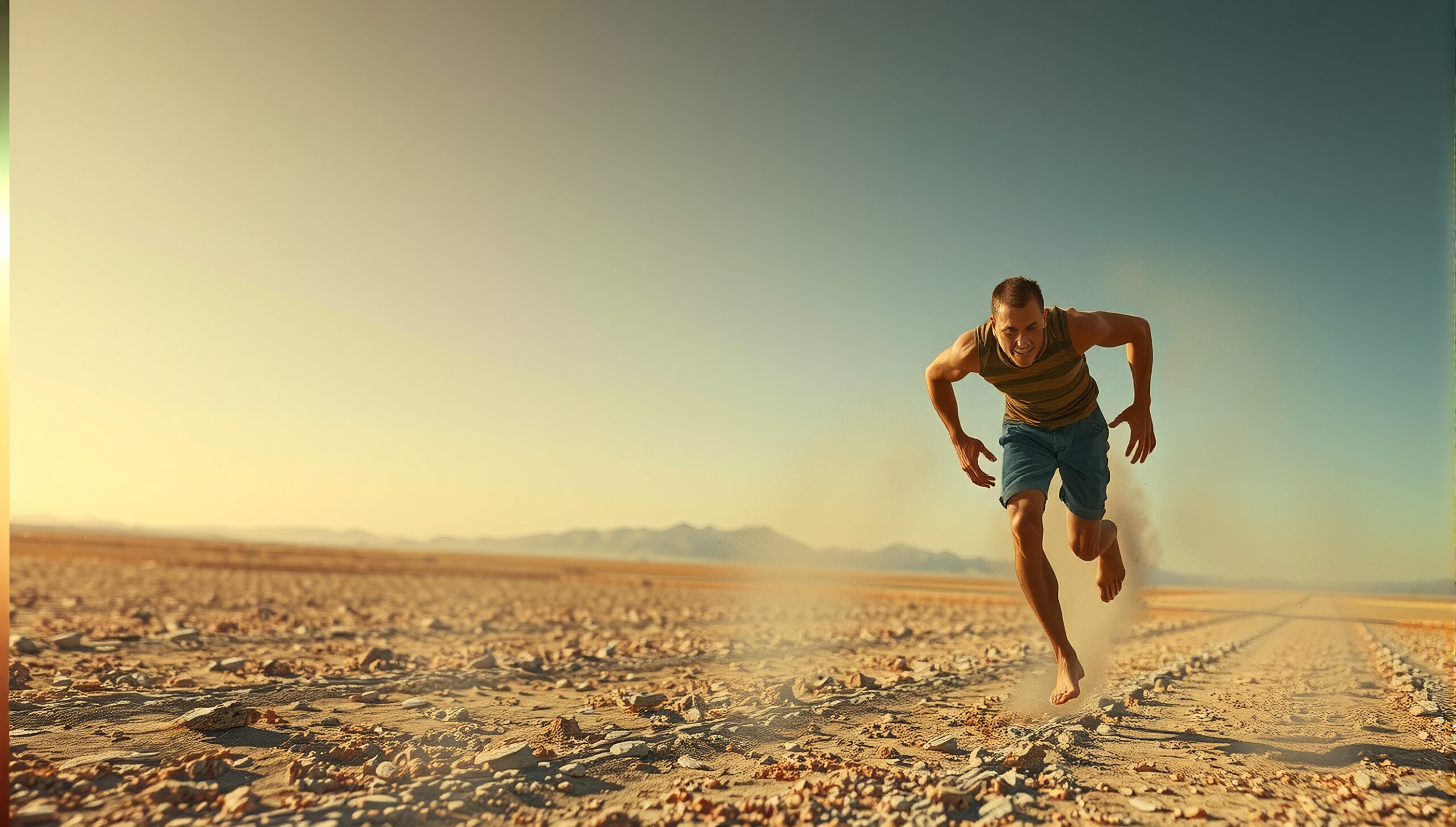 Runner in the Expansive Desert