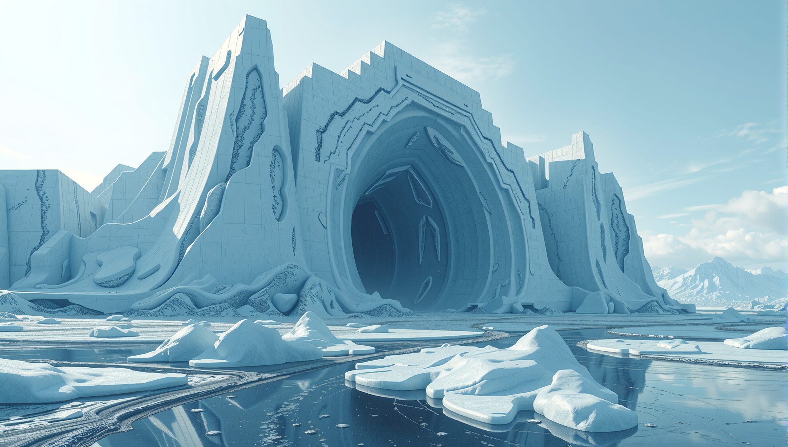 Futuristic Ice Fortress Landscape