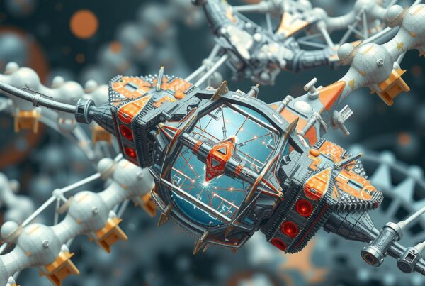 Intricately designed futuristic space station.