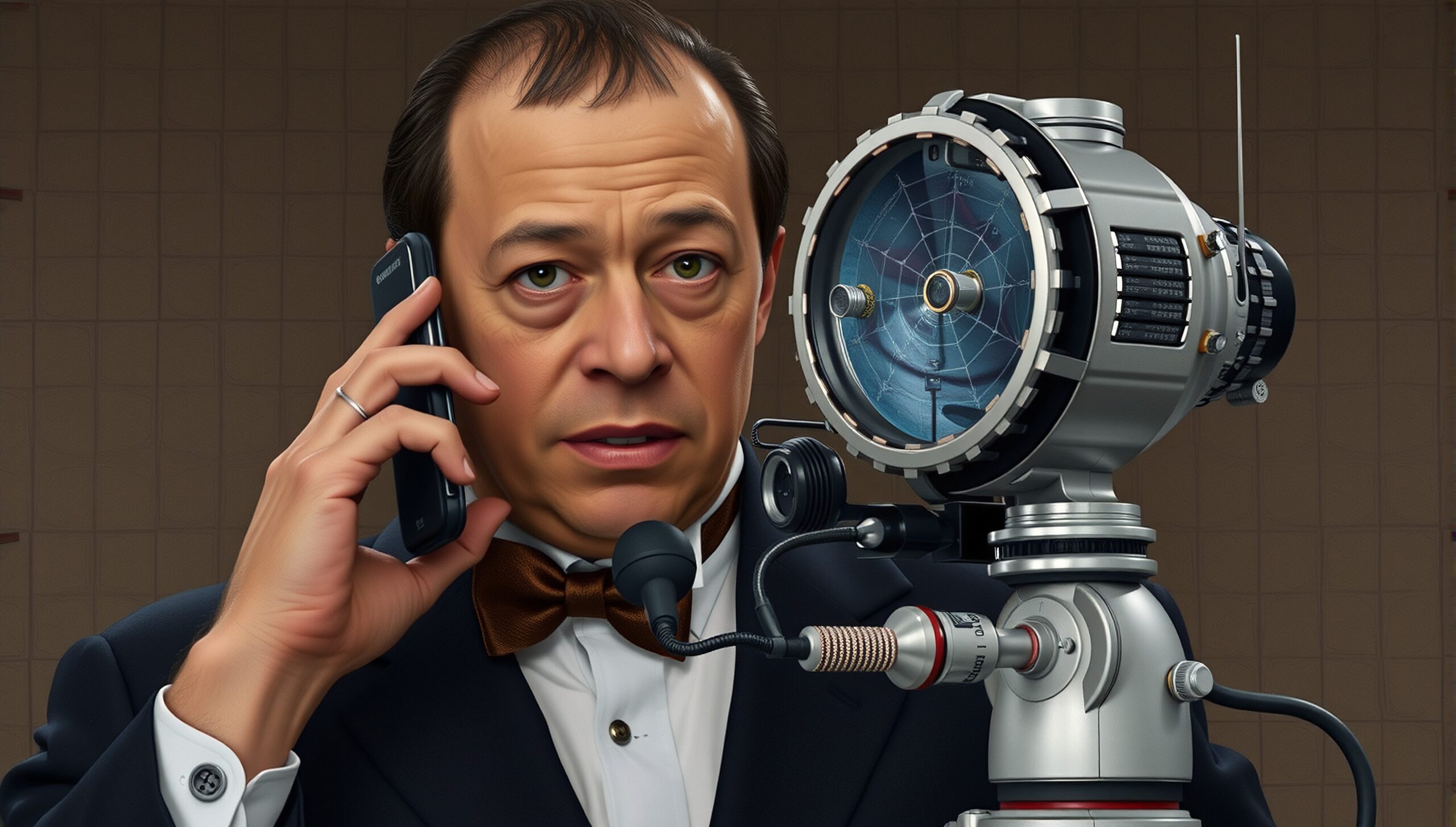 Man with Futuristic Telescope Device