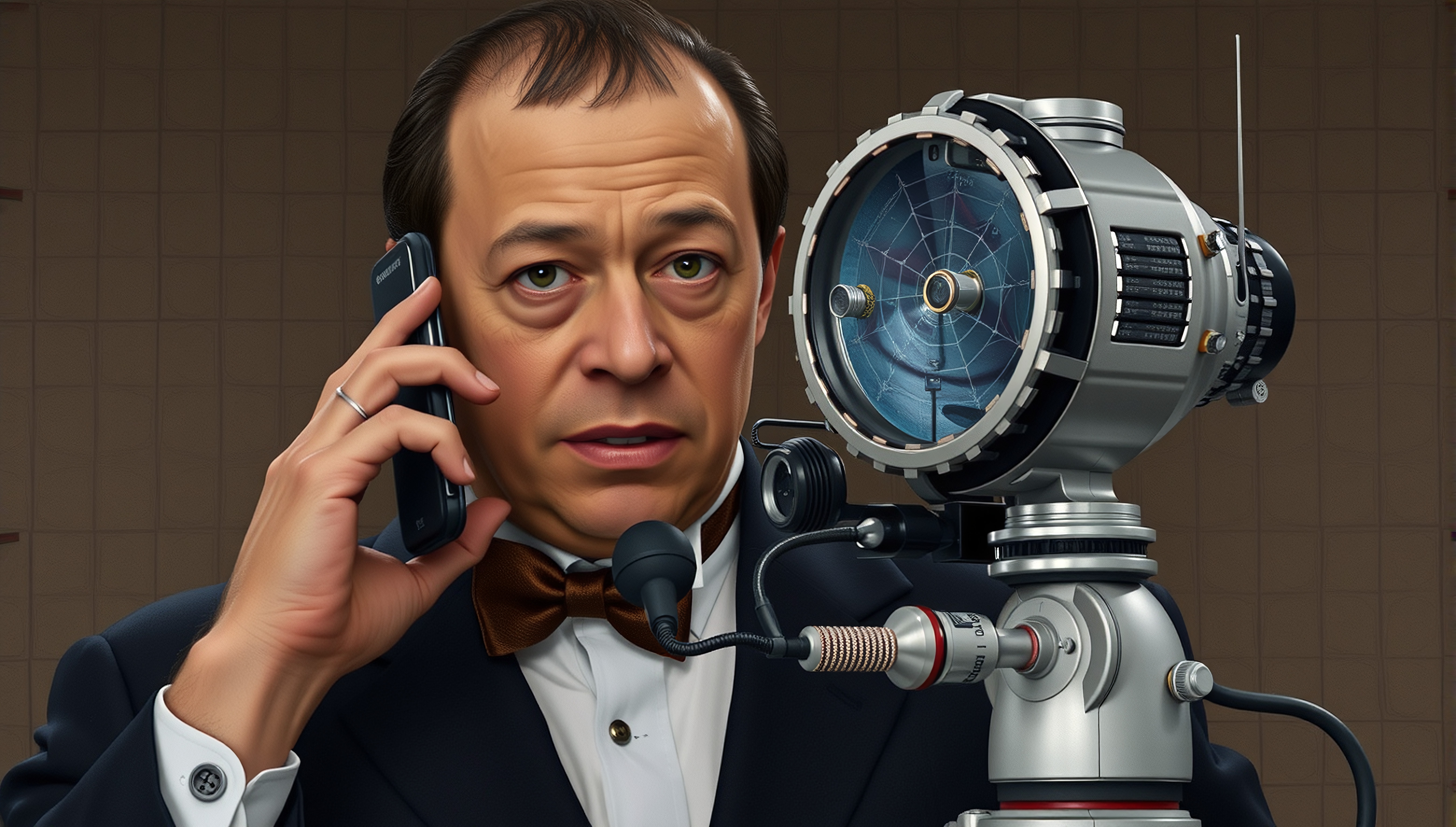 Man with Futuristic Telescope Device