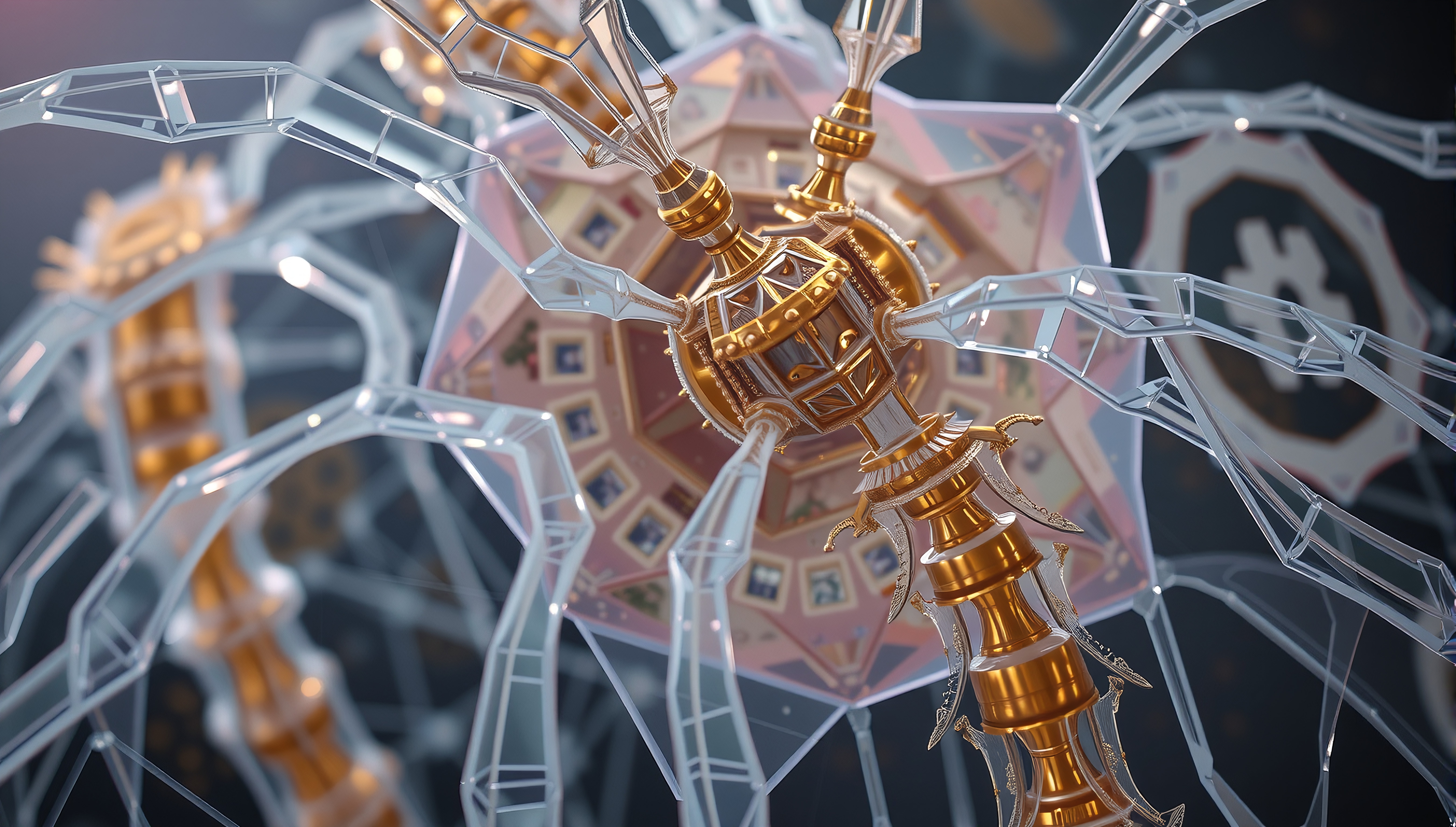 Futuristic Geometric Golden Sculpture