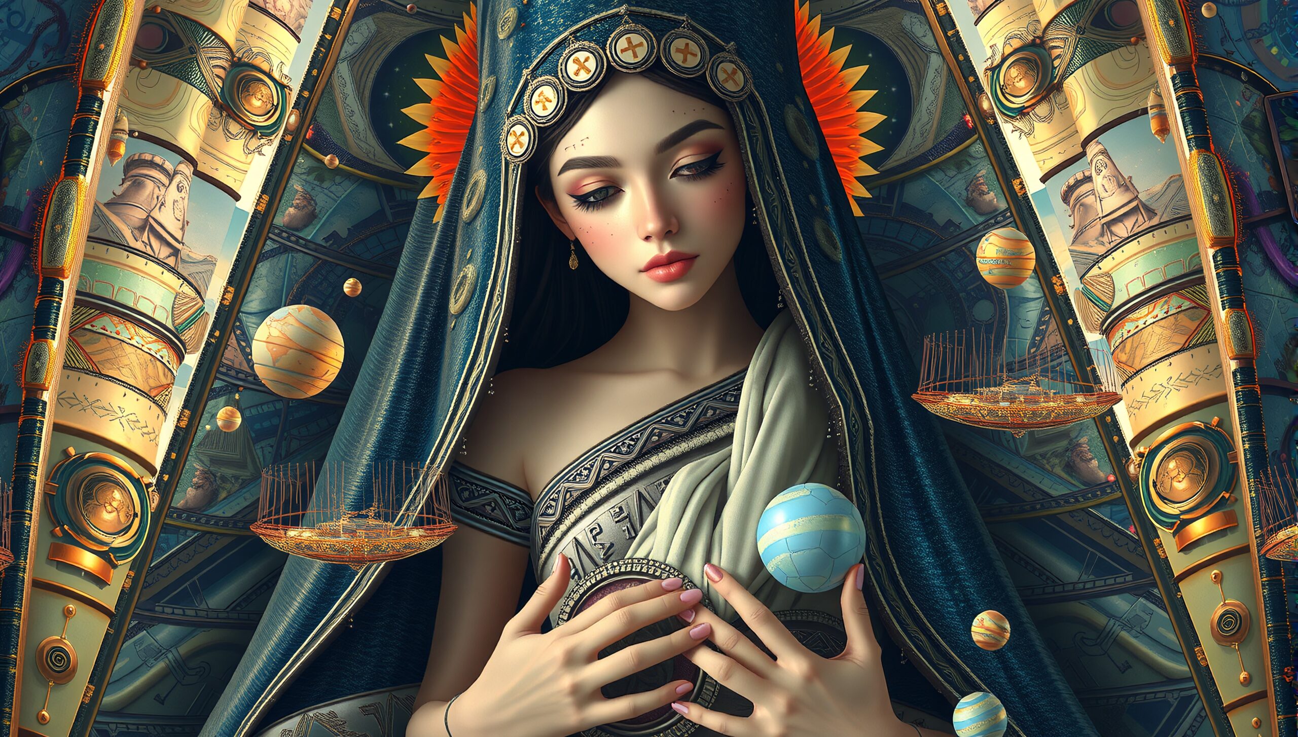 Mystical Celestial Woman Portrait