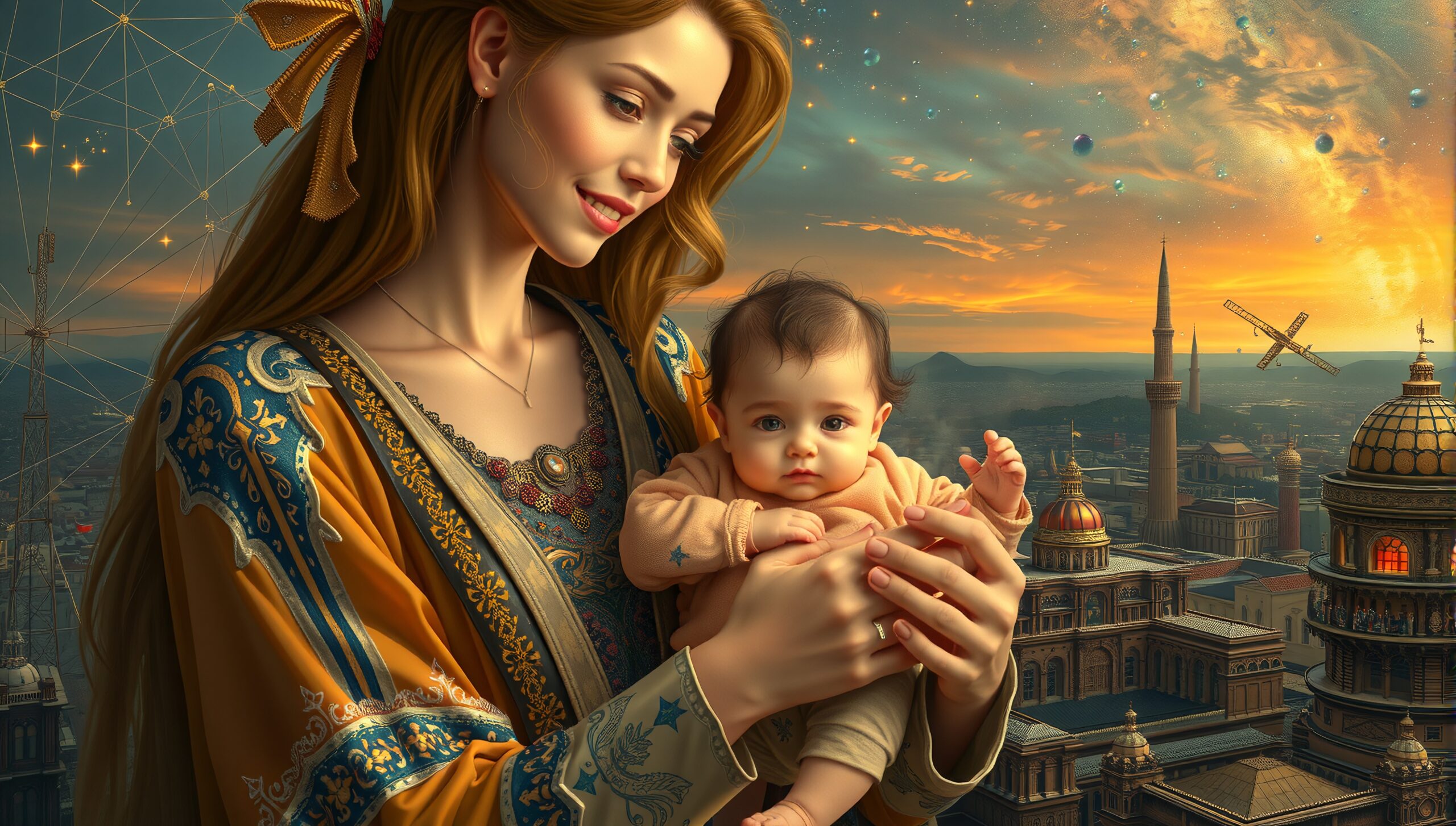 Celestial Mother and Child Scene