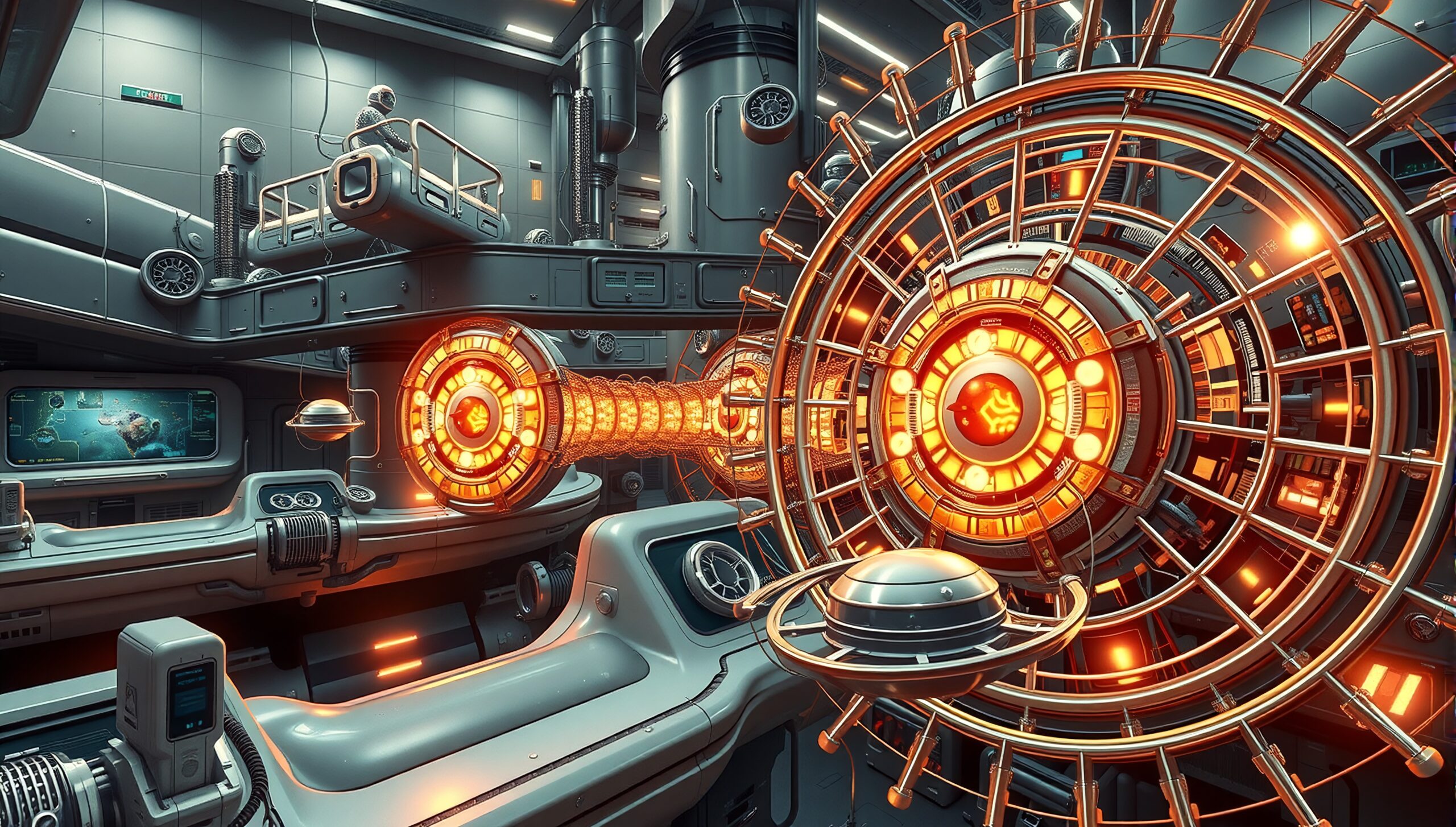 Futuristic Laboratory with Glowing Machinery